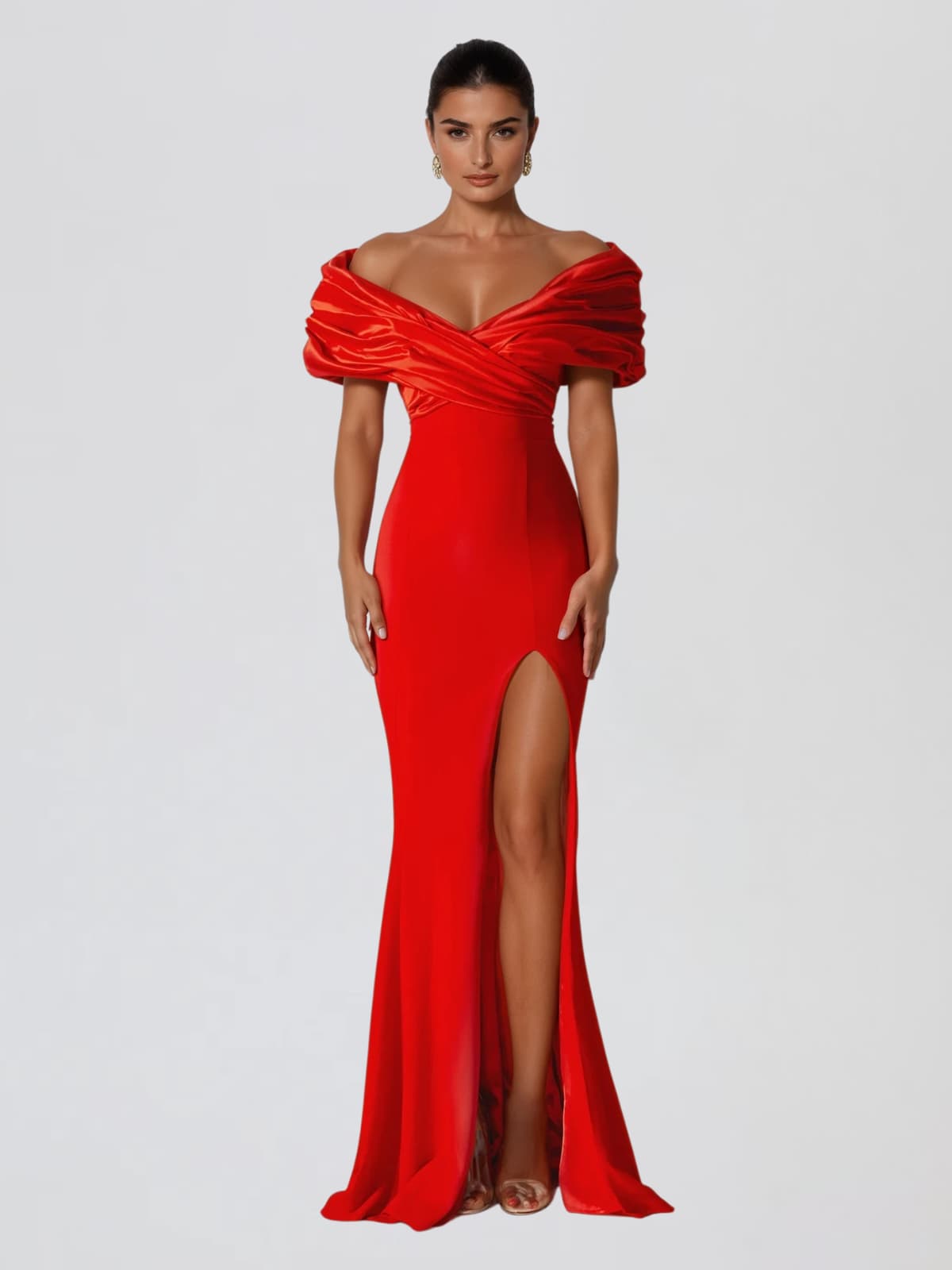 Gryxora Off Shoulder Split Maxi Dress