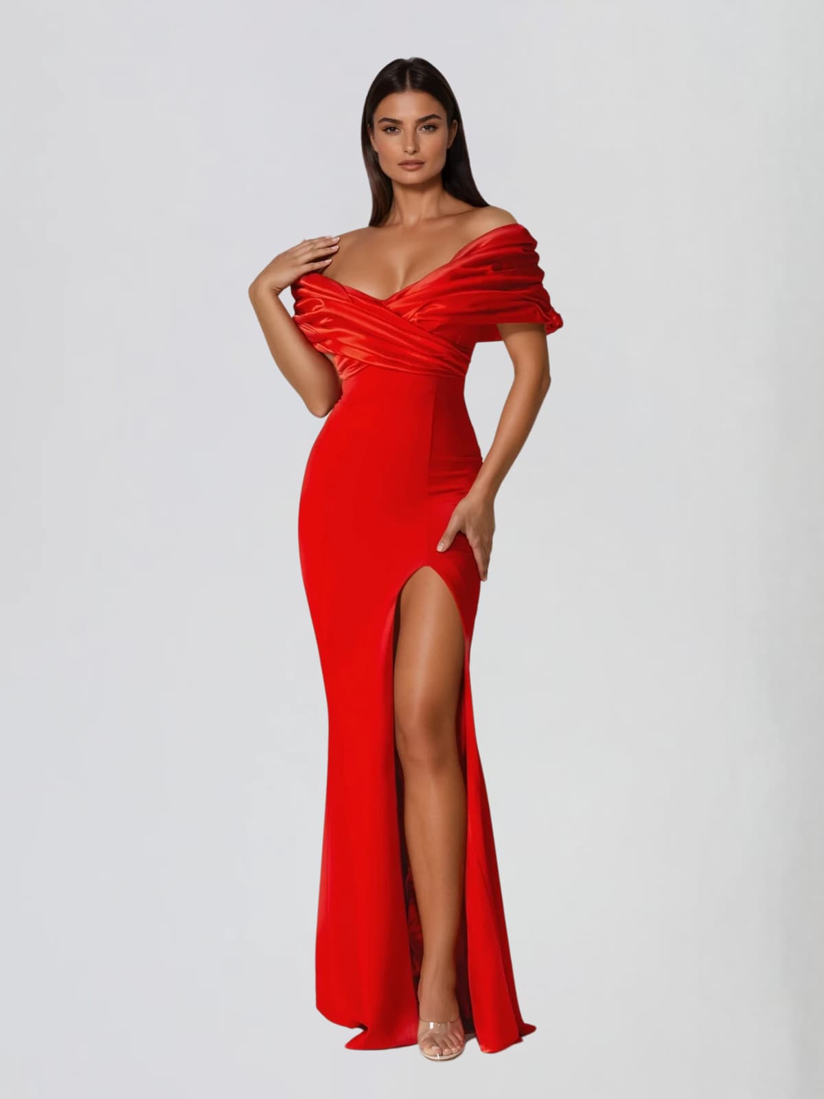 Gryxora Off Shoulder Split Maxi Dress