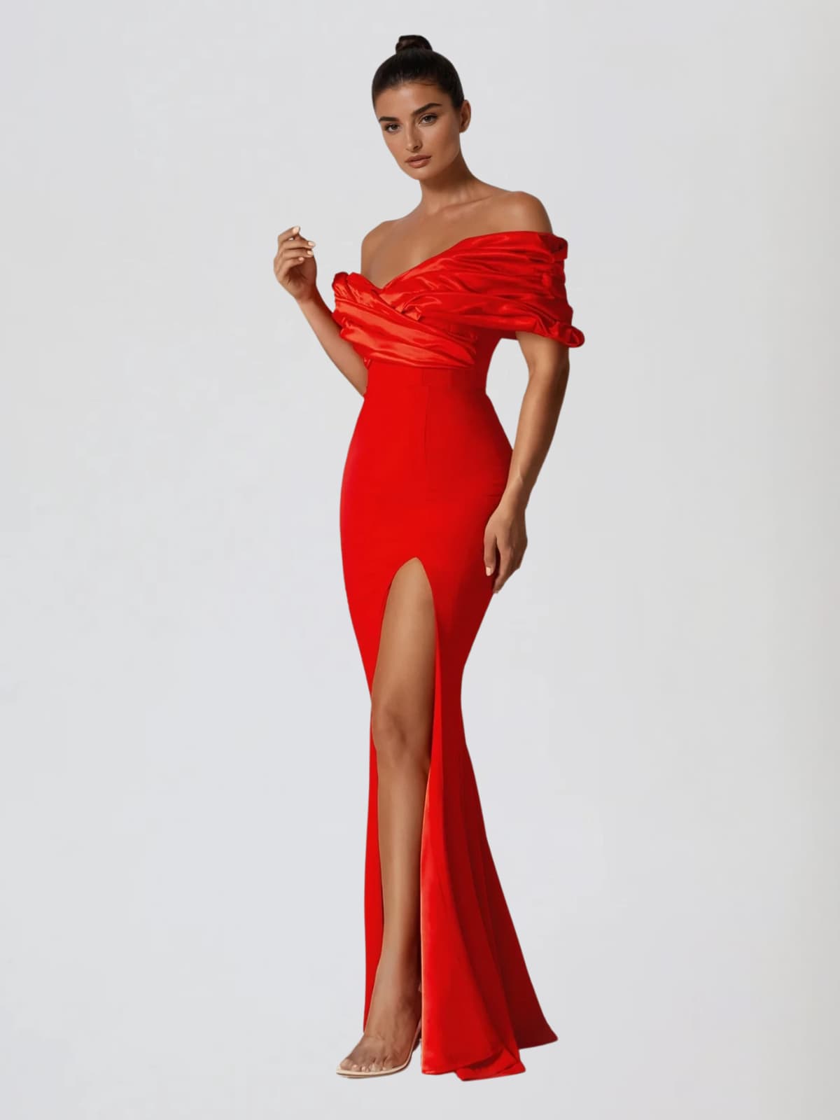 Gryxora Off Shoulder Split Maxi Dress