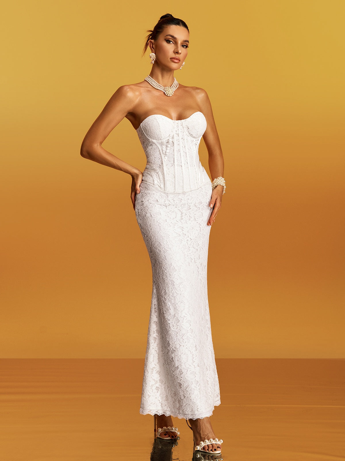Gyrex Strapless Floral Maxi Dress