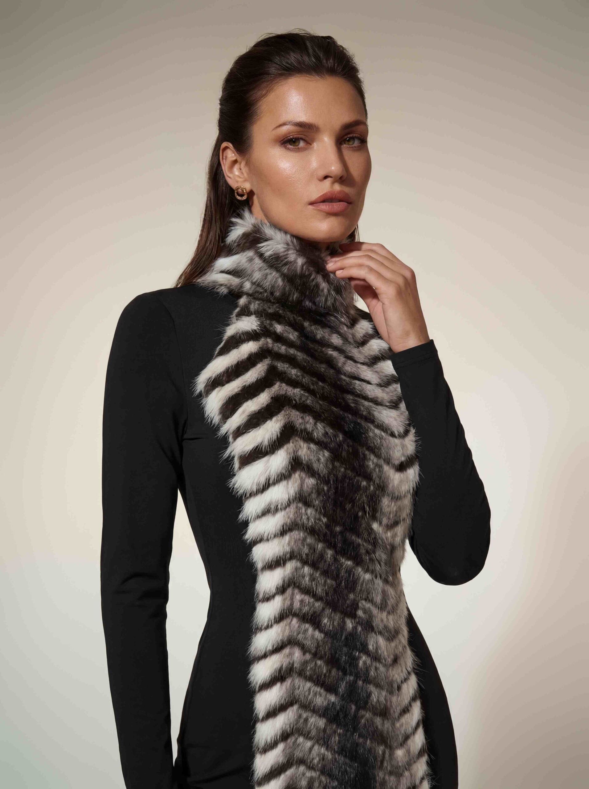 Hadeanix Halterneck Faux Fur Mini Dress
