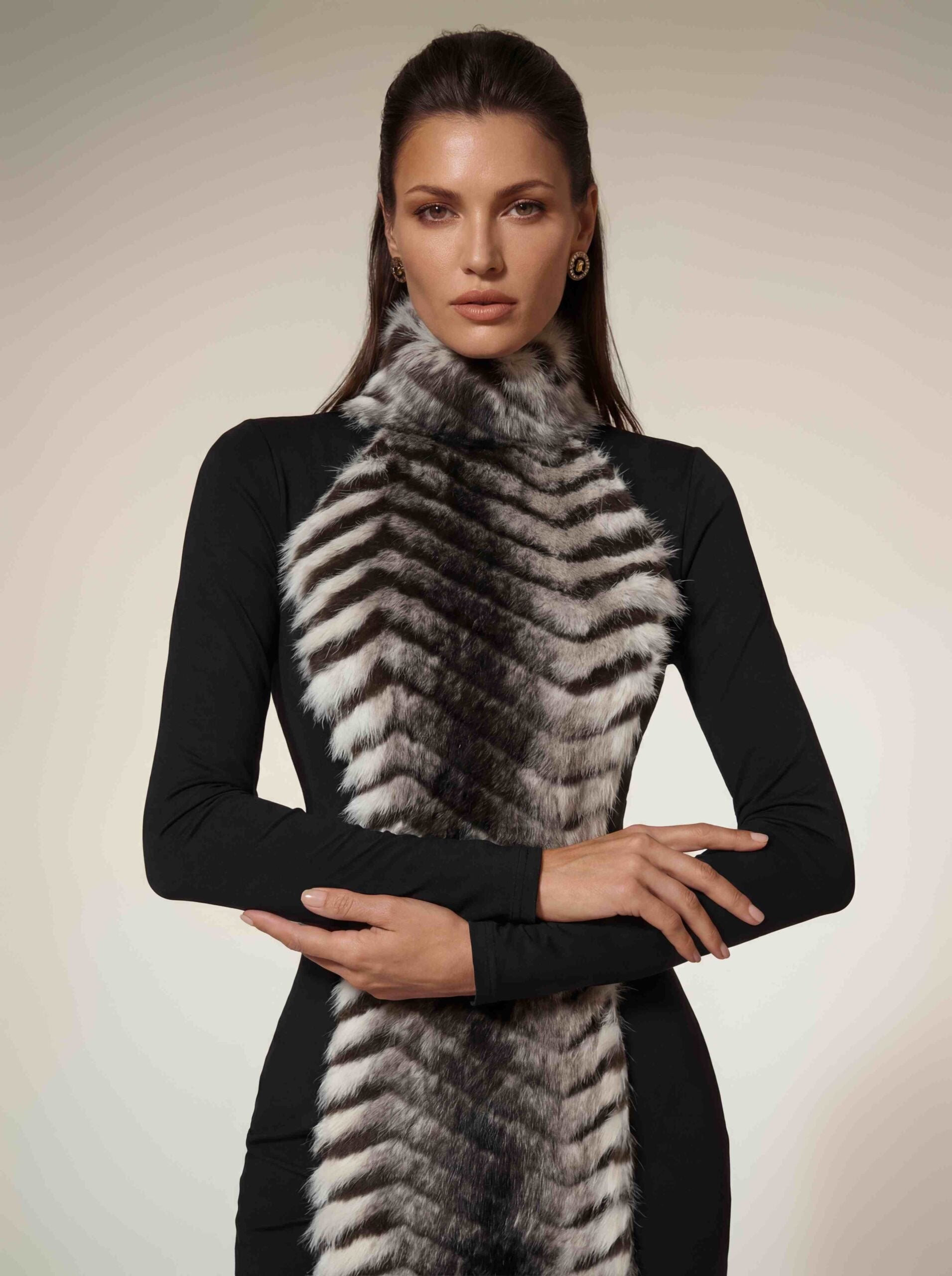 Hadeanix Halterneck Faux Fur Mini Dress