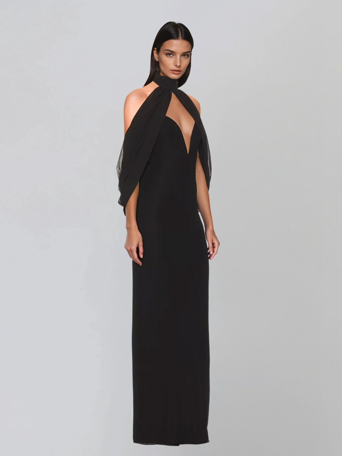 Havorix Halterneck Cutout Maxi Dress
