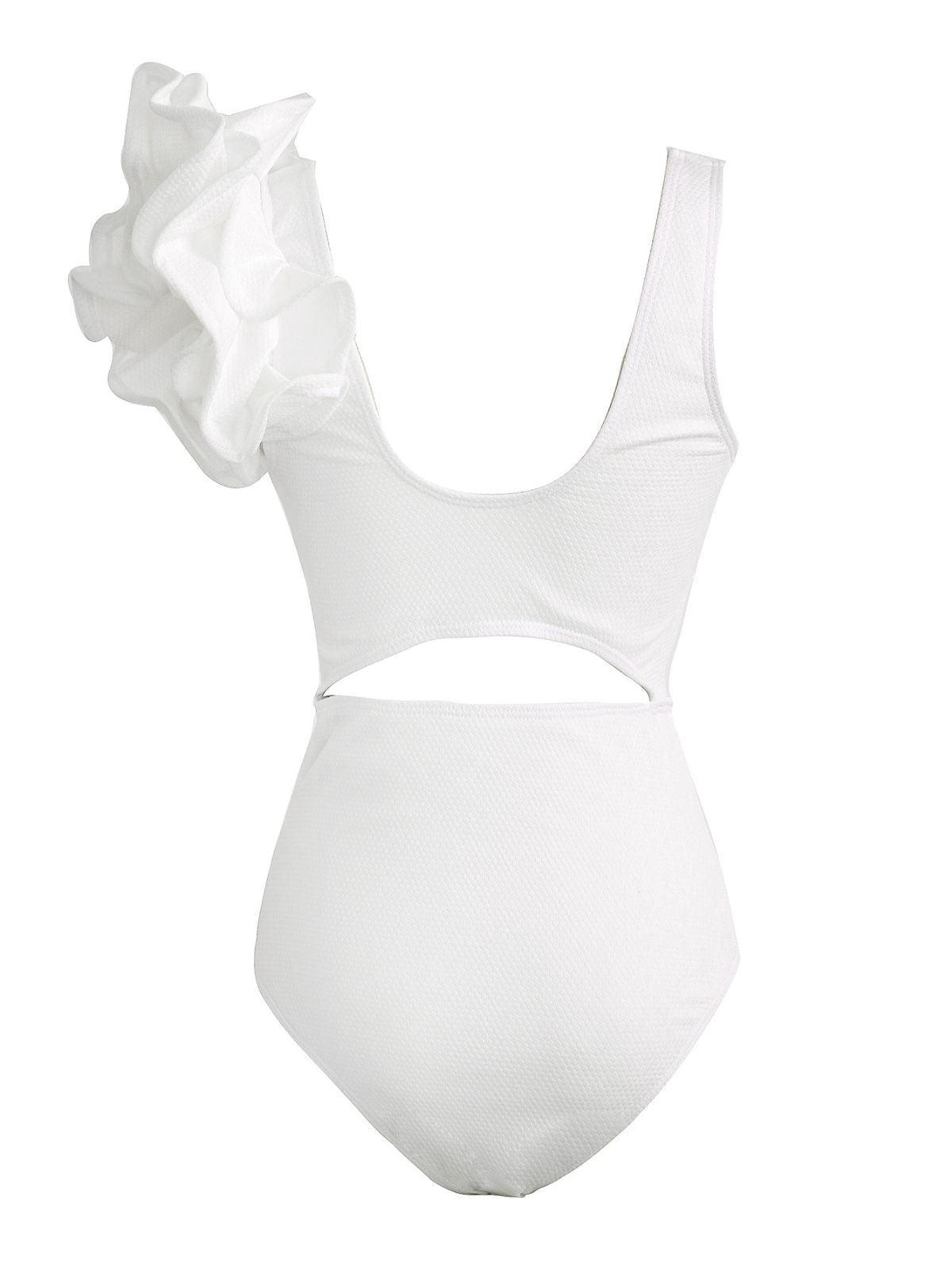 Heather Ruffle Cutout One Piece Swimsuit