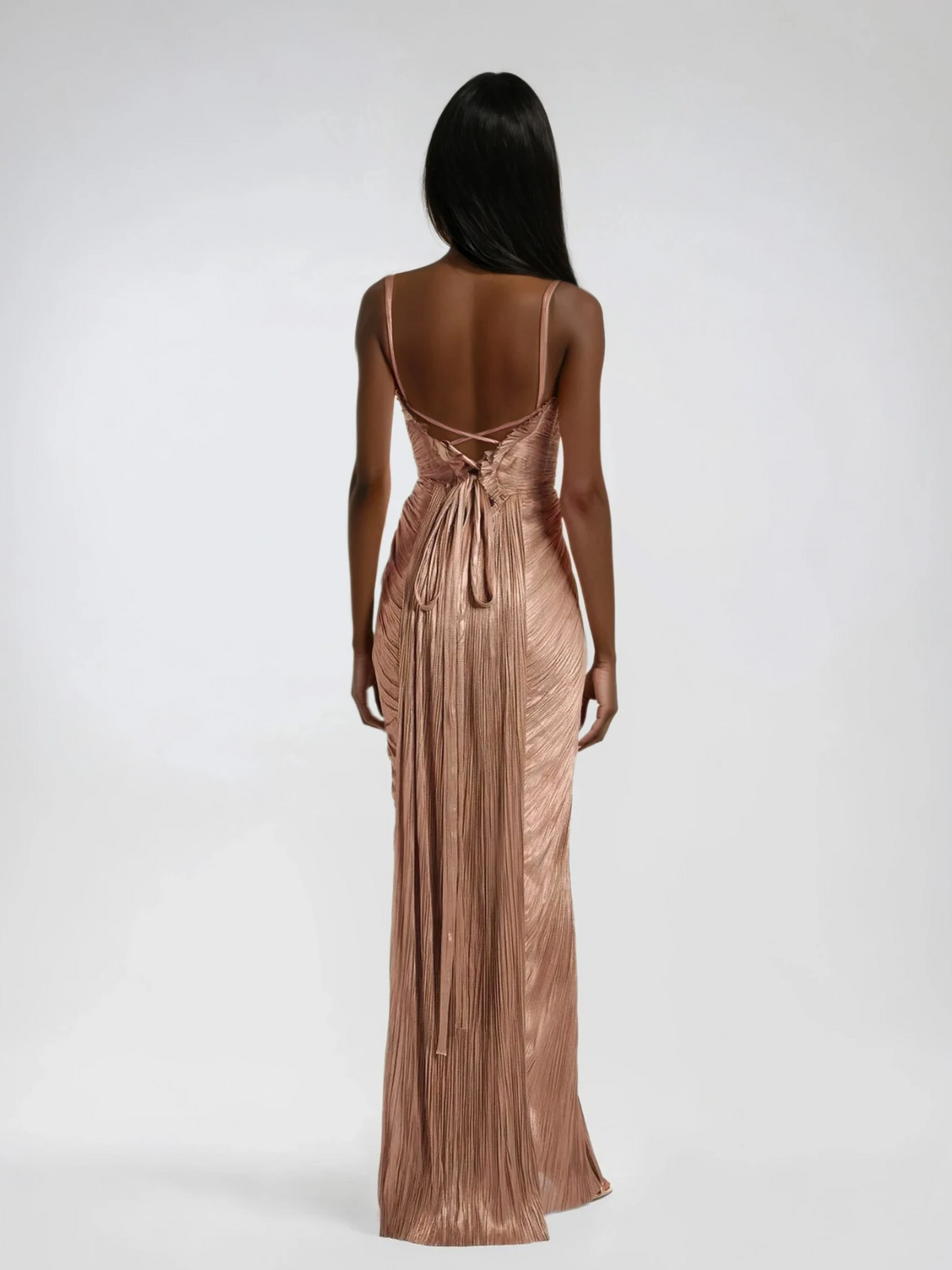 Heliox Metallic Corset Maxi Dress