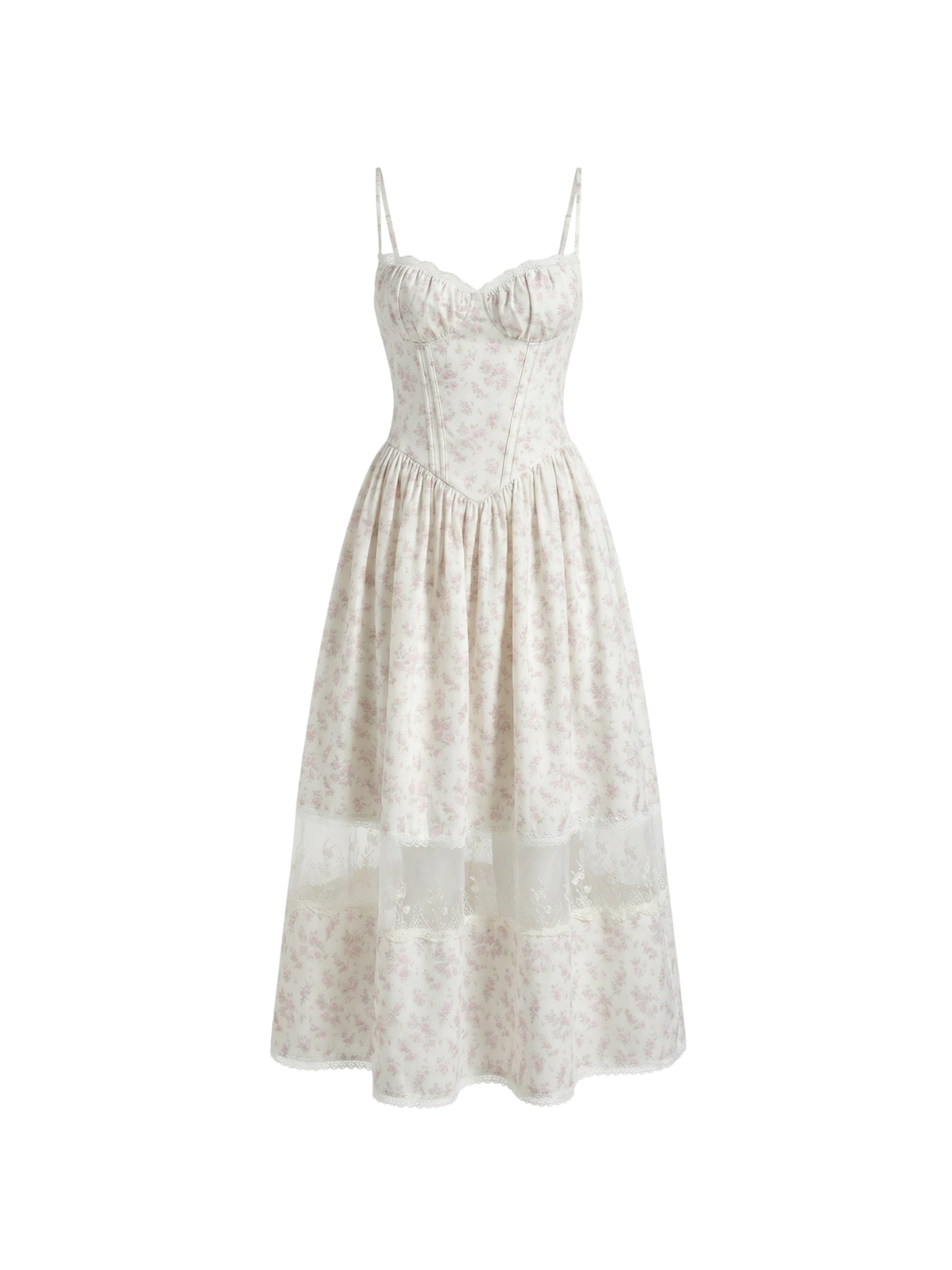 Hestor Spaghetti Lace Up Floral Midi Dress