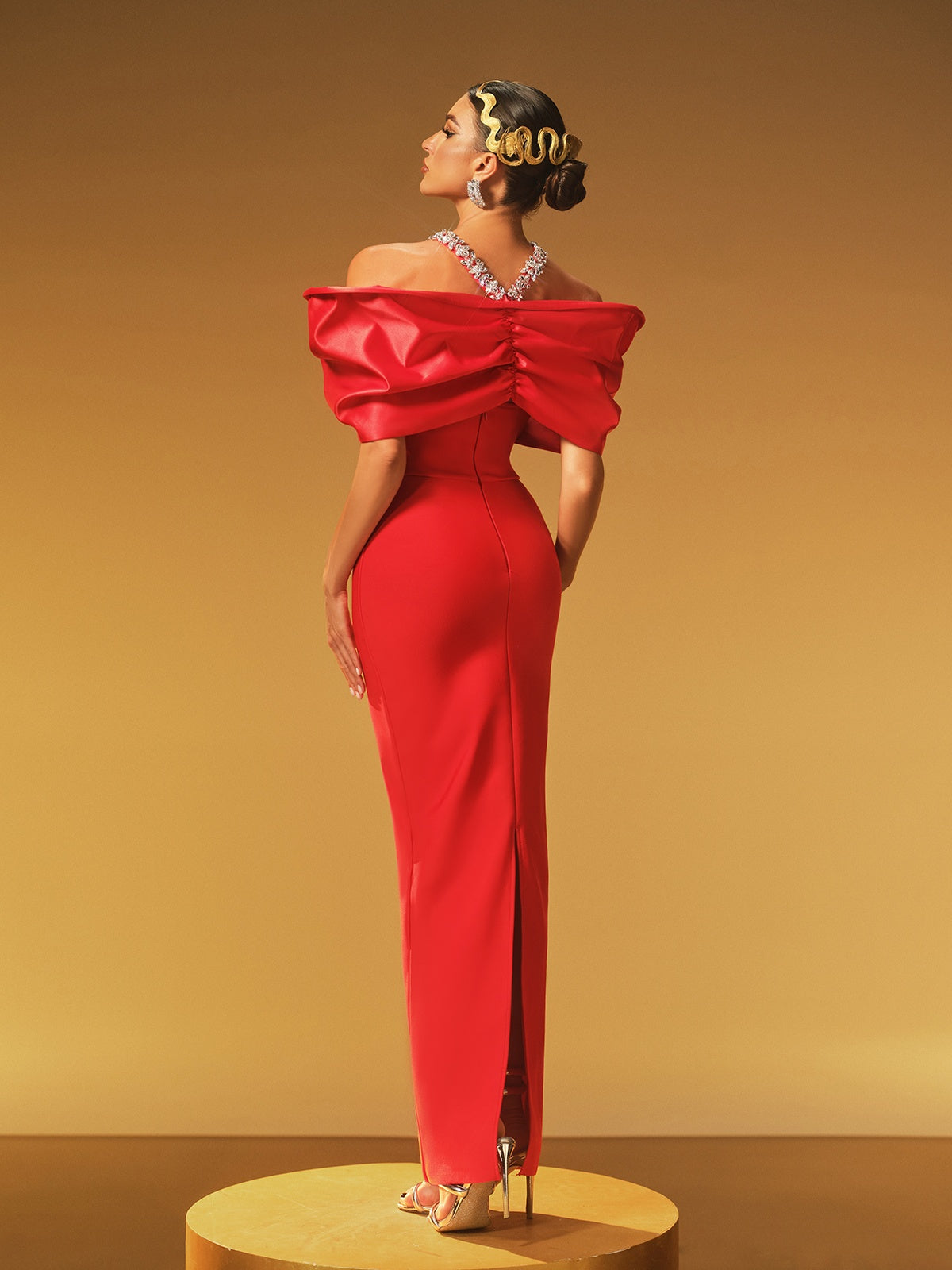 Hexelle Halterneck Crystal Bandage Dress