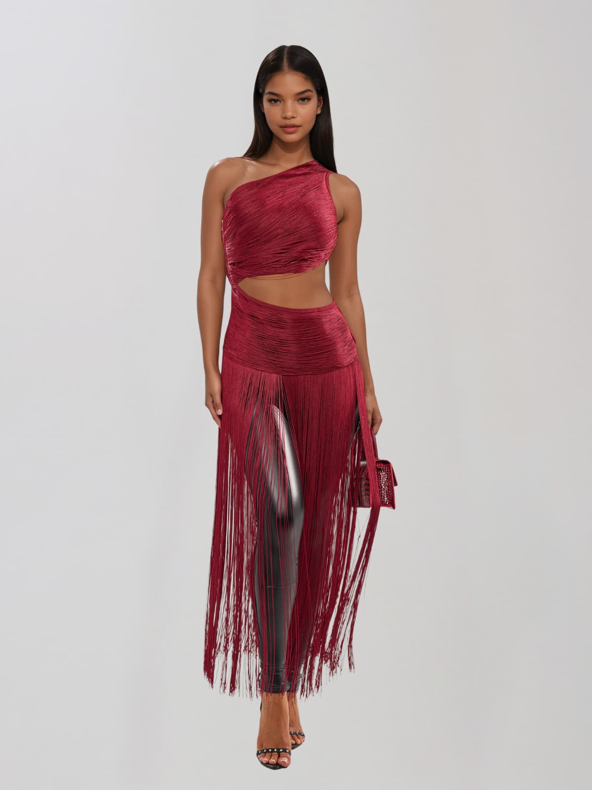 Horyxel Fringe Cutout Bandage Top
