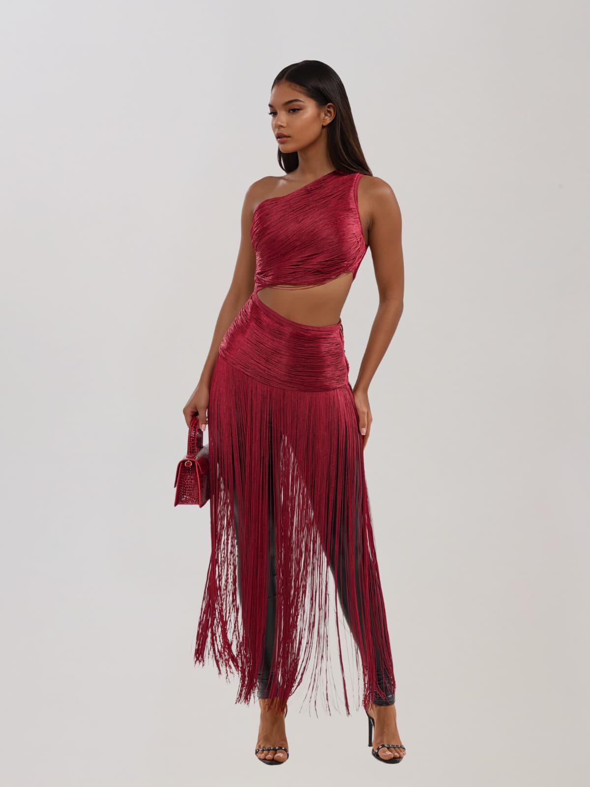 Horyxel Fringe Cutout Bandage Top