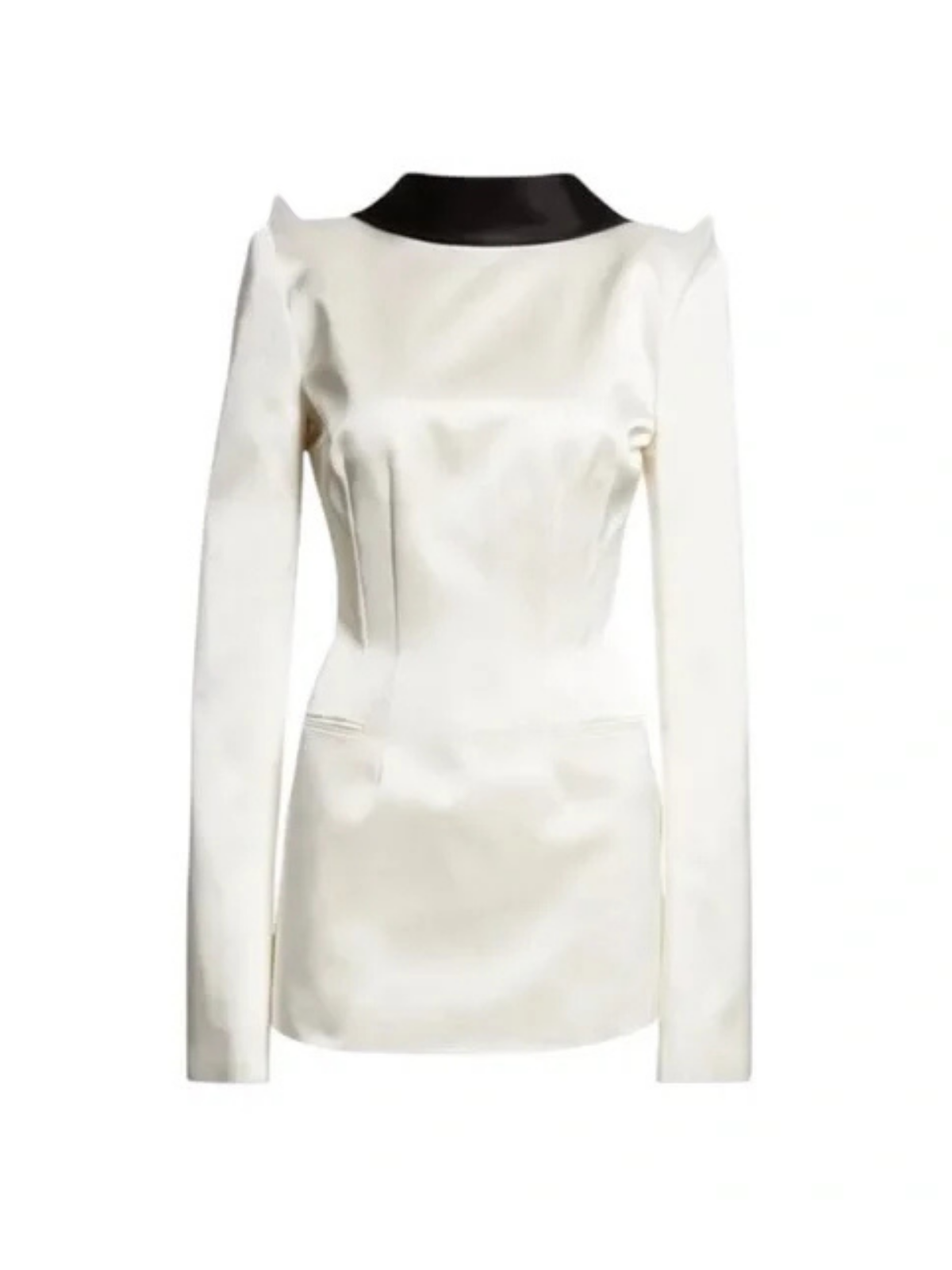 Hyrithia Folded Collar Backless Mini Dress In Black & White