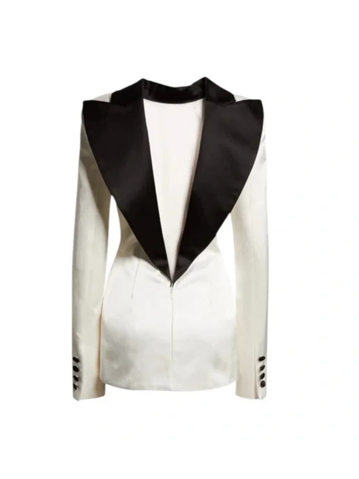 Hyrithia Folded Collar Backless Mini Dress In Black & White