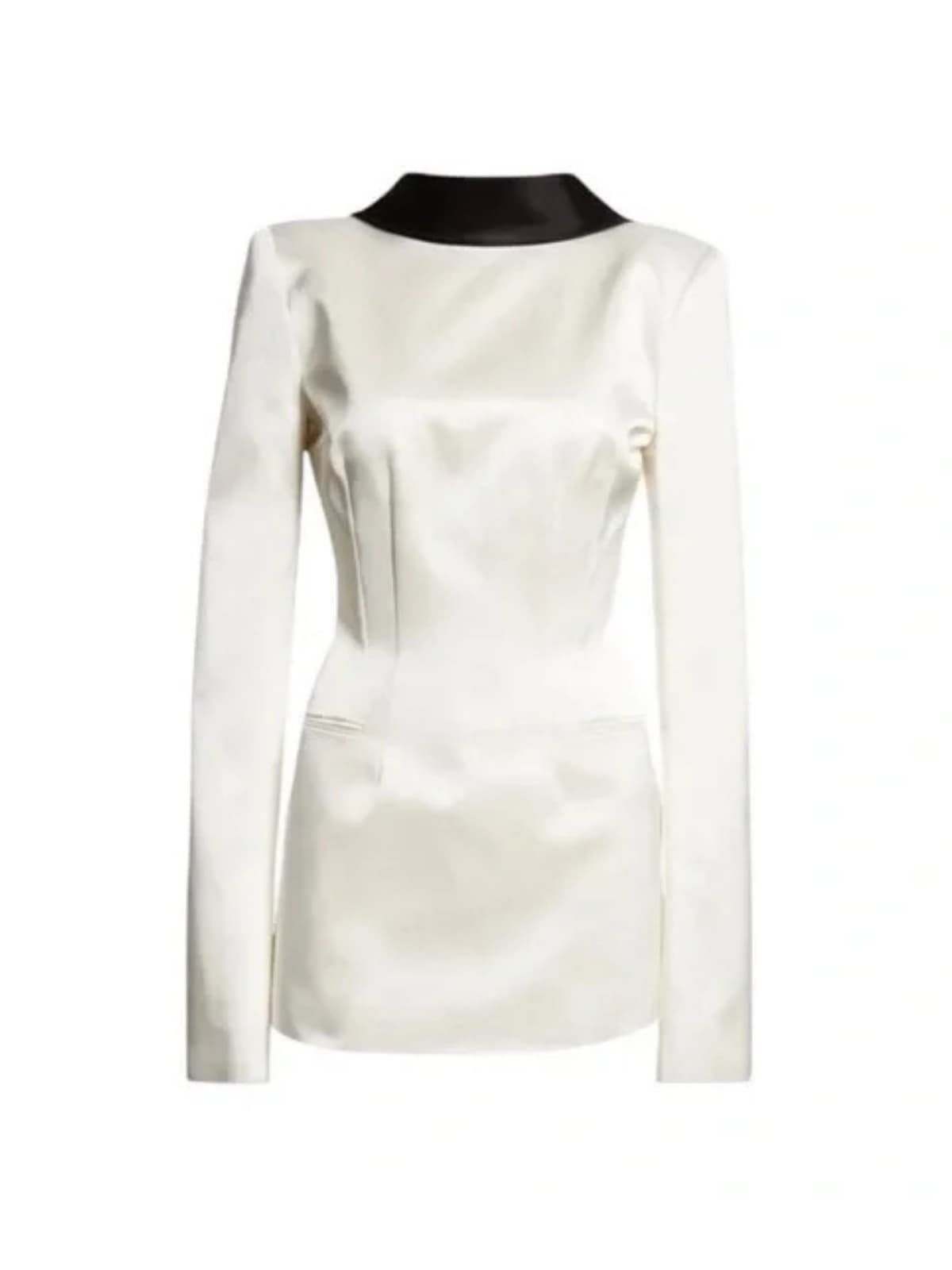 Hyrithia Folded Collar Backless Mini Dress In Black & White