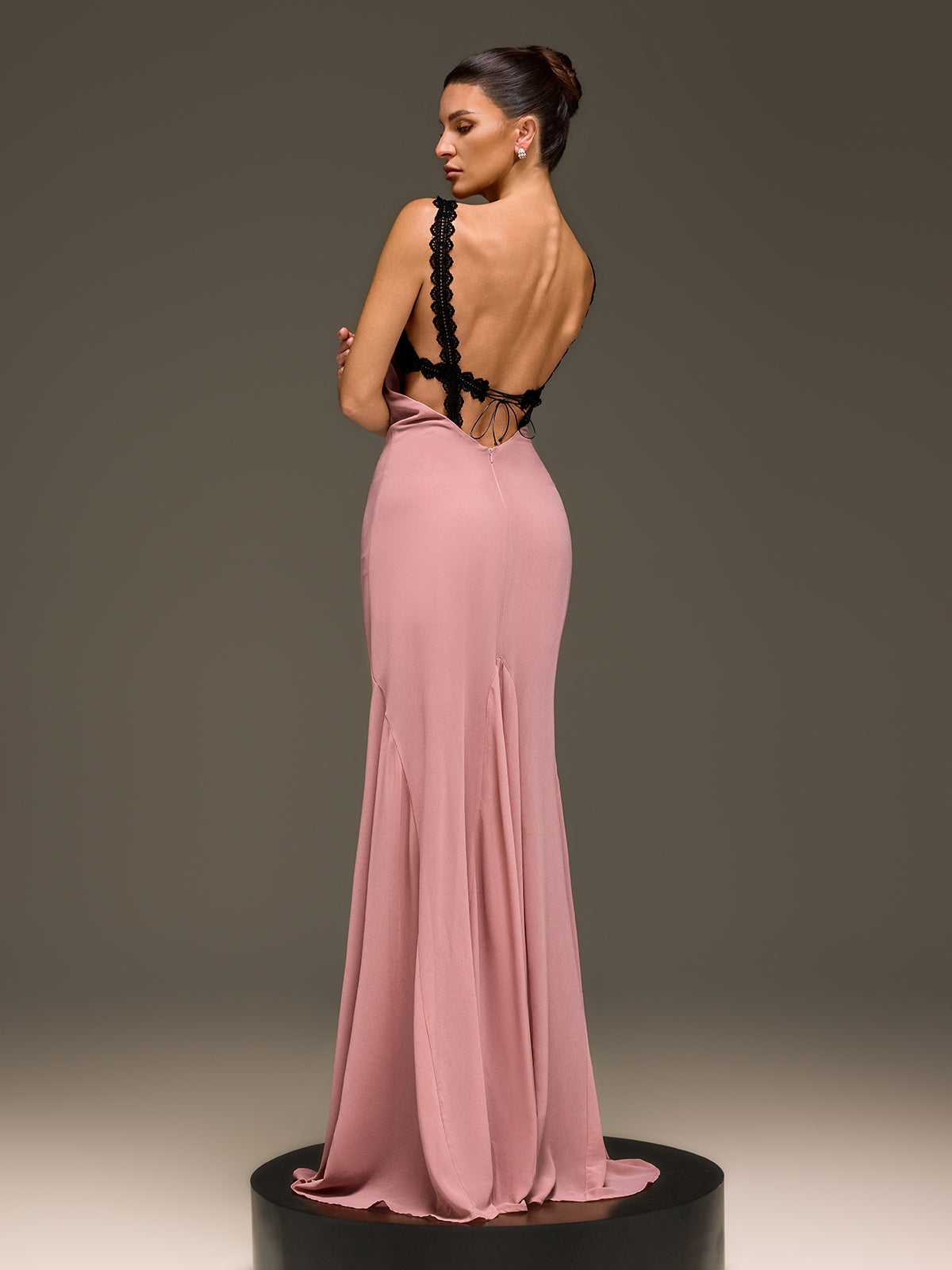 Ilmaro Cowl Neck Lace Maxi Dress