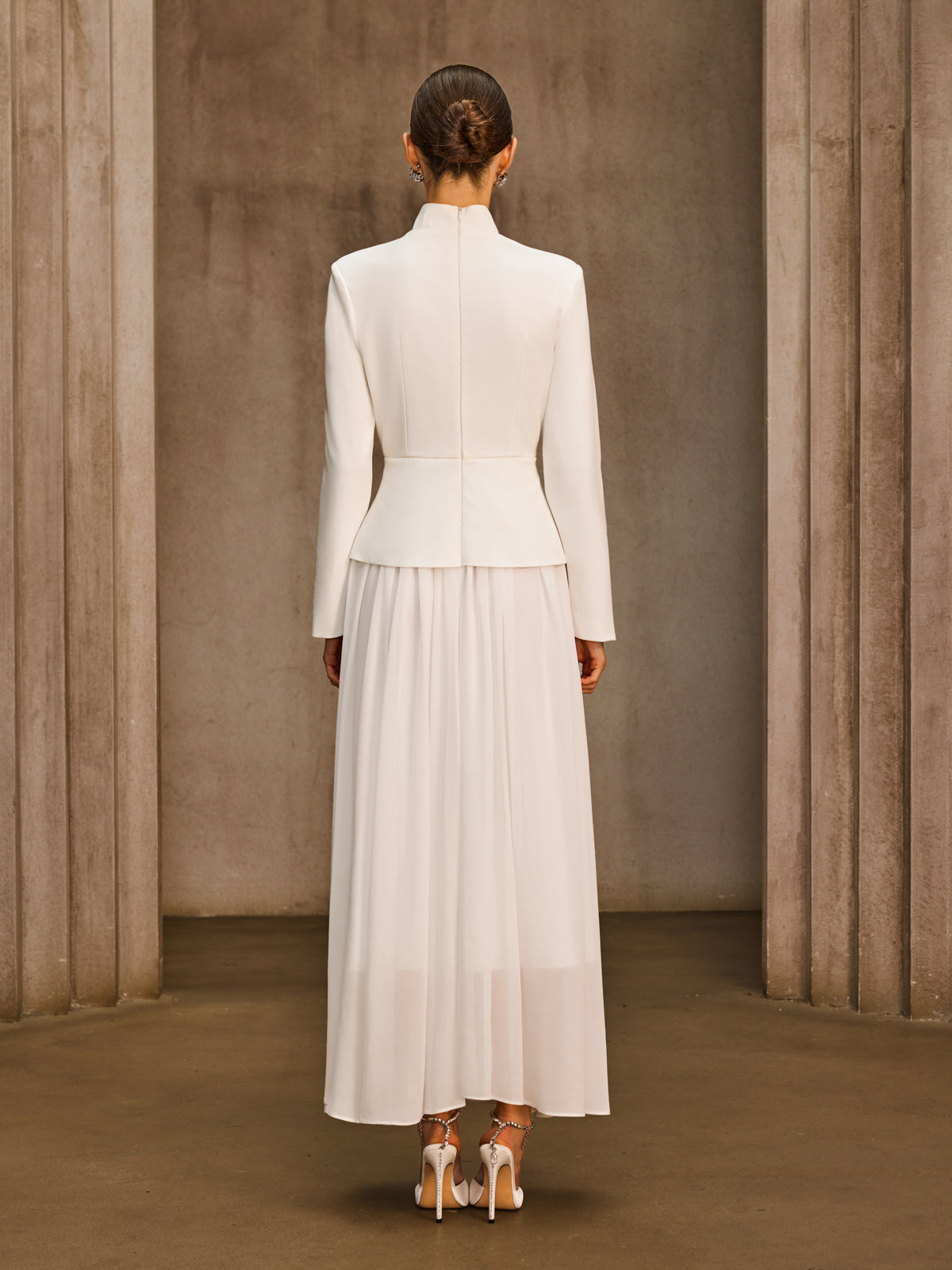 Ilvarn Long Sleeve Pleated Maxi Dress