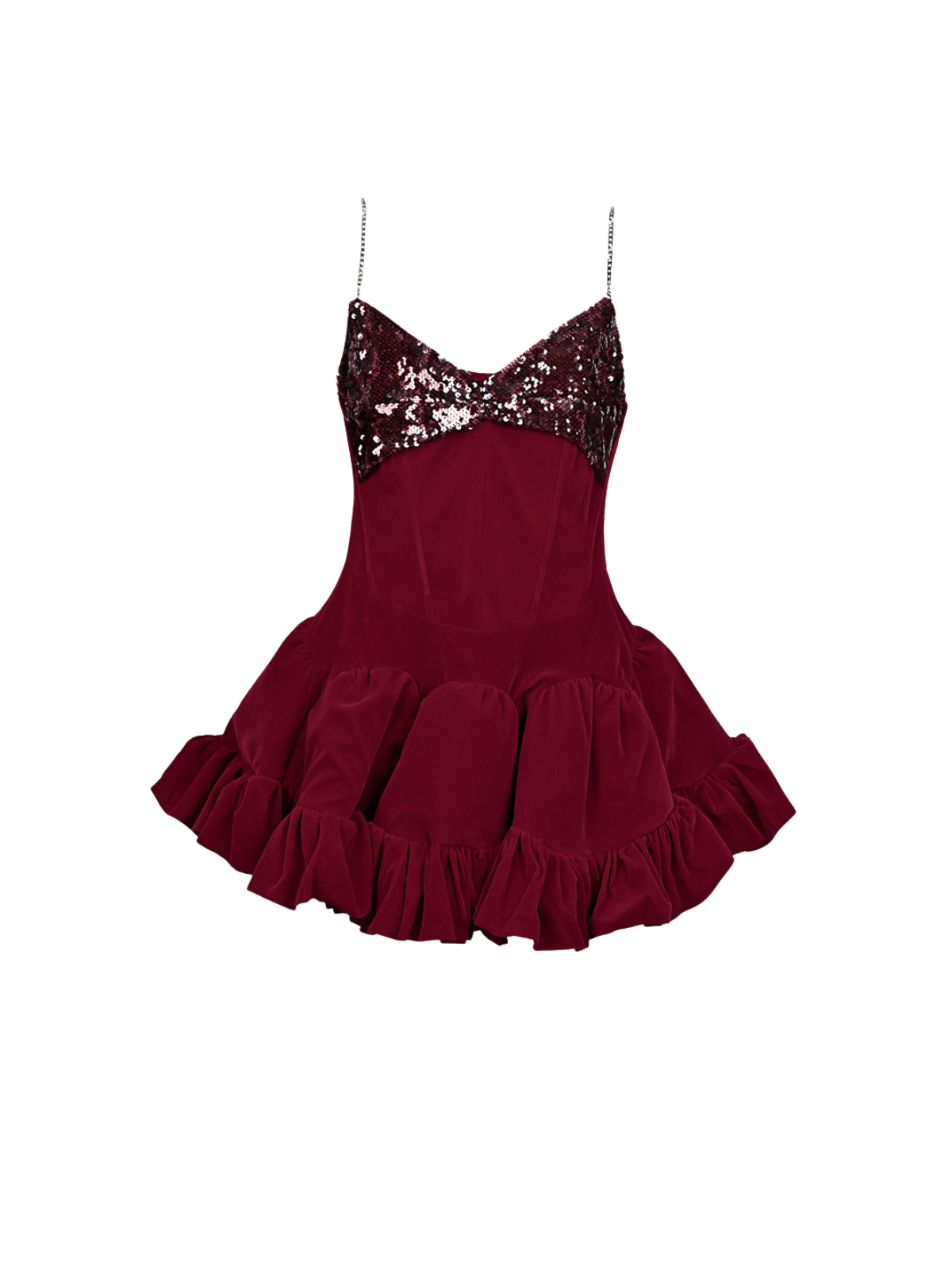 Iridiate Spaghetti Sequin Velvet Mini Dress