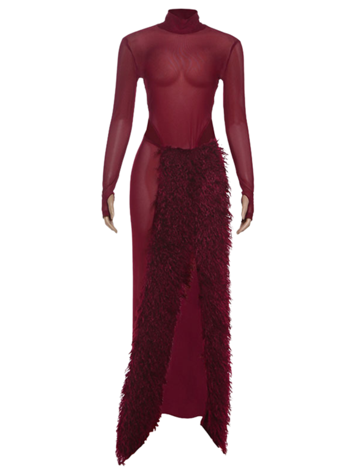 Irrotor High Neck Split Mesh Skirt Set