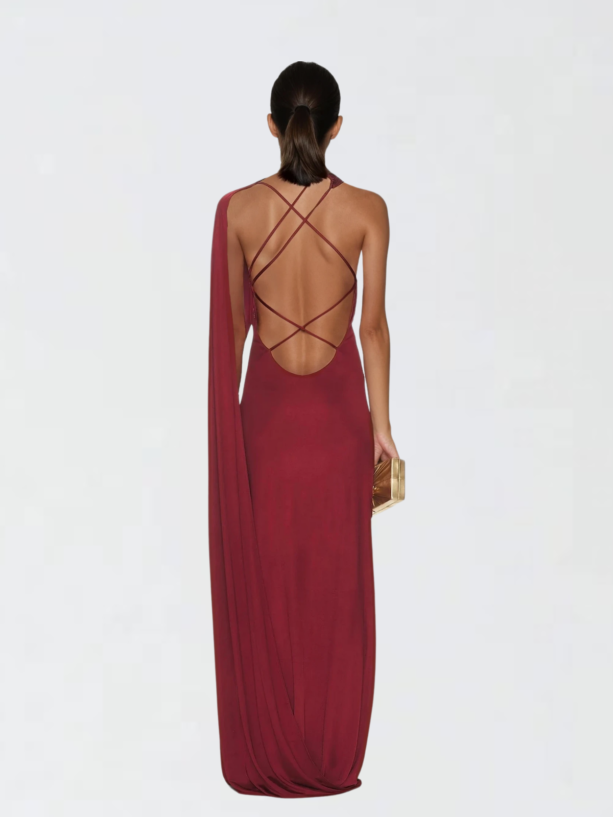 Isolator Backless Shawl Maxi Dress