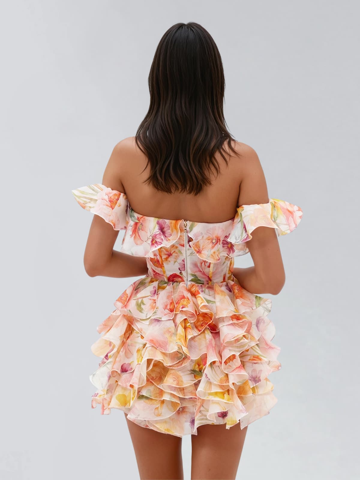 Ivaron Off Shoulder Floral Ruffle Mini Dress