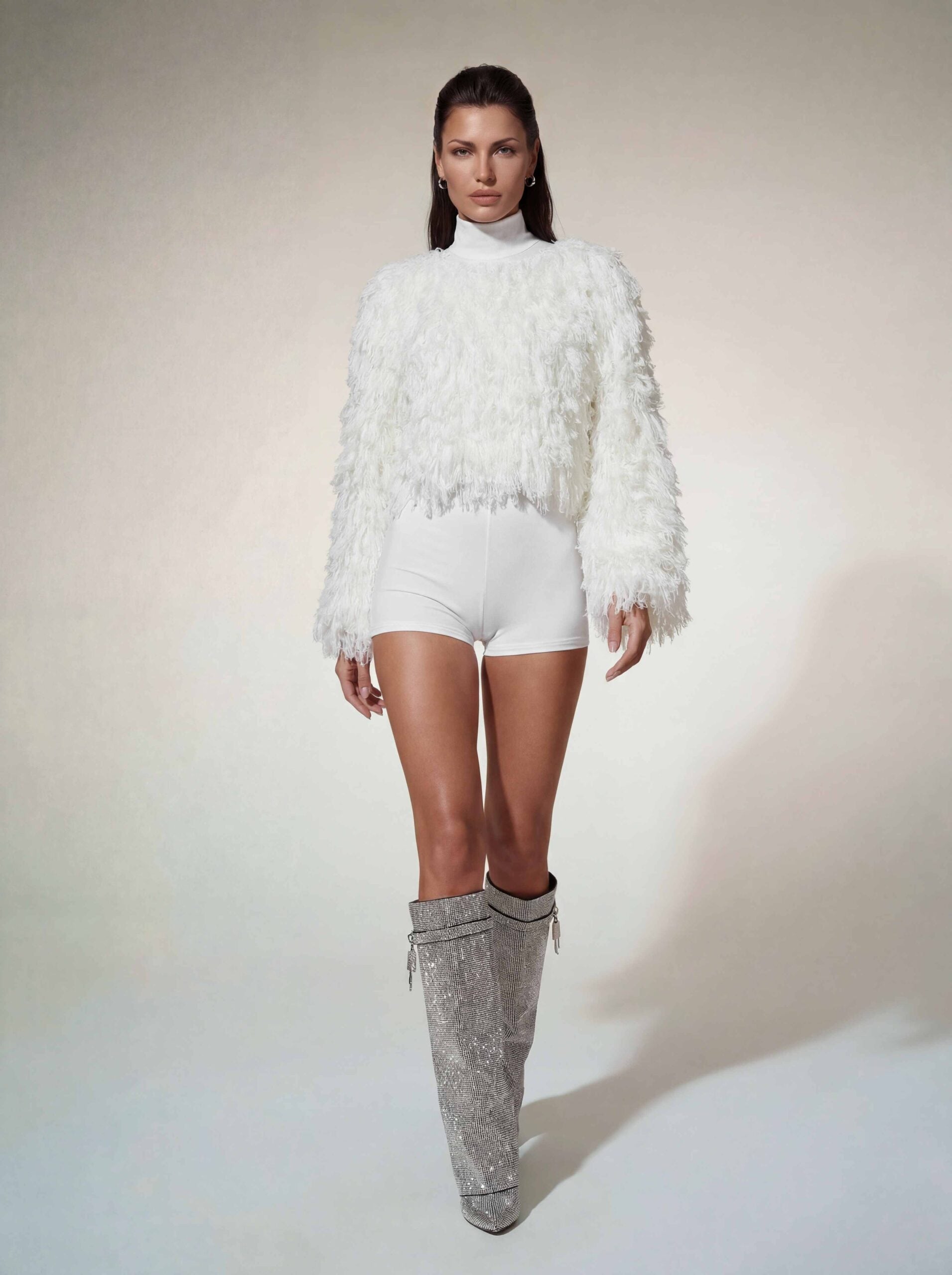 Ixelra Long Sleeve Fringe Romper Set