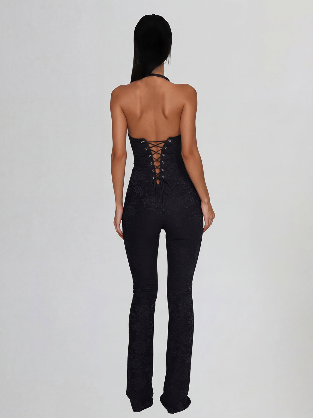 Ixelyn Plunge Neck Lace Jumpsuit
