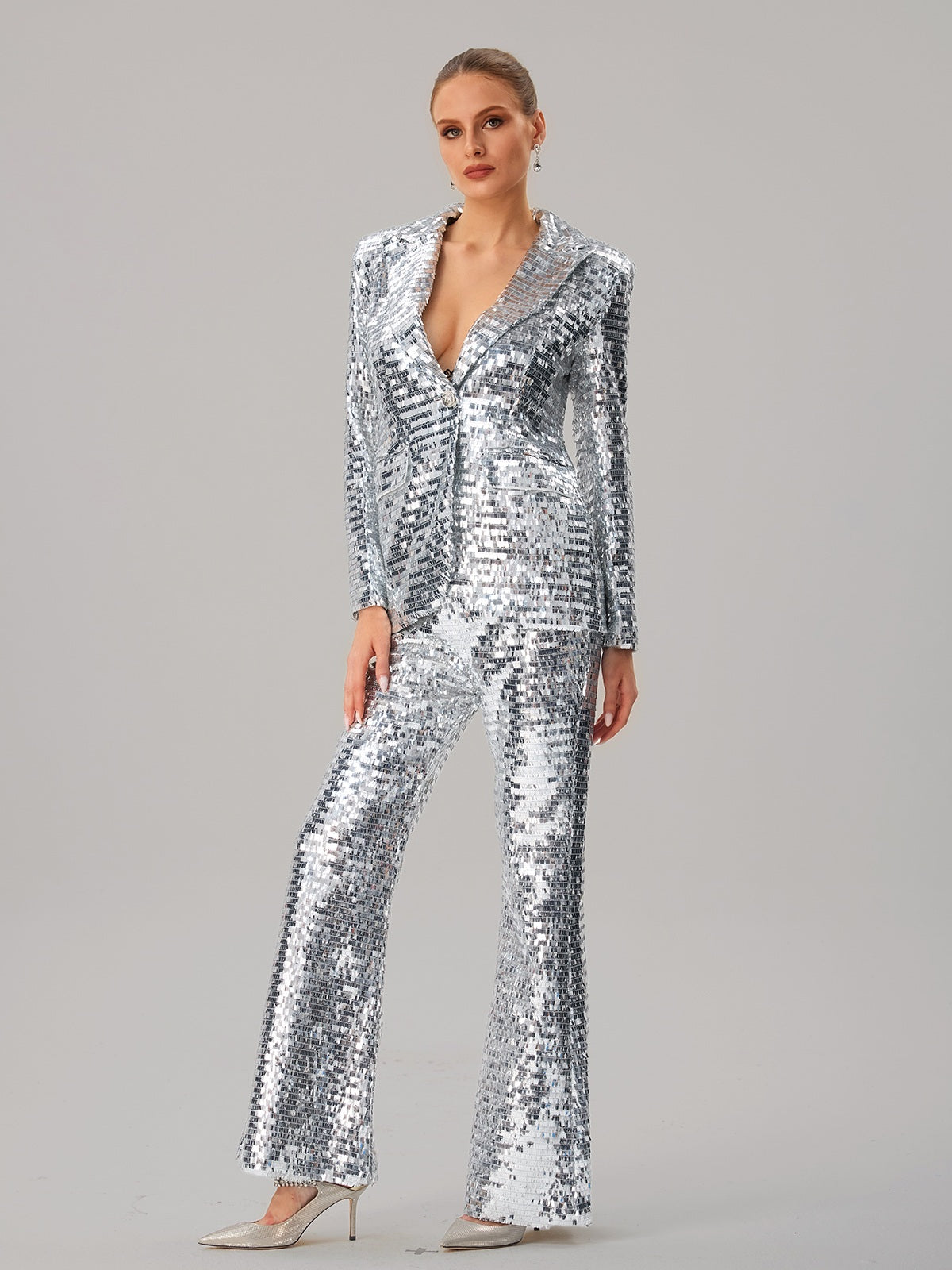 Jagrata Long Sleeve Sequin Pants Set