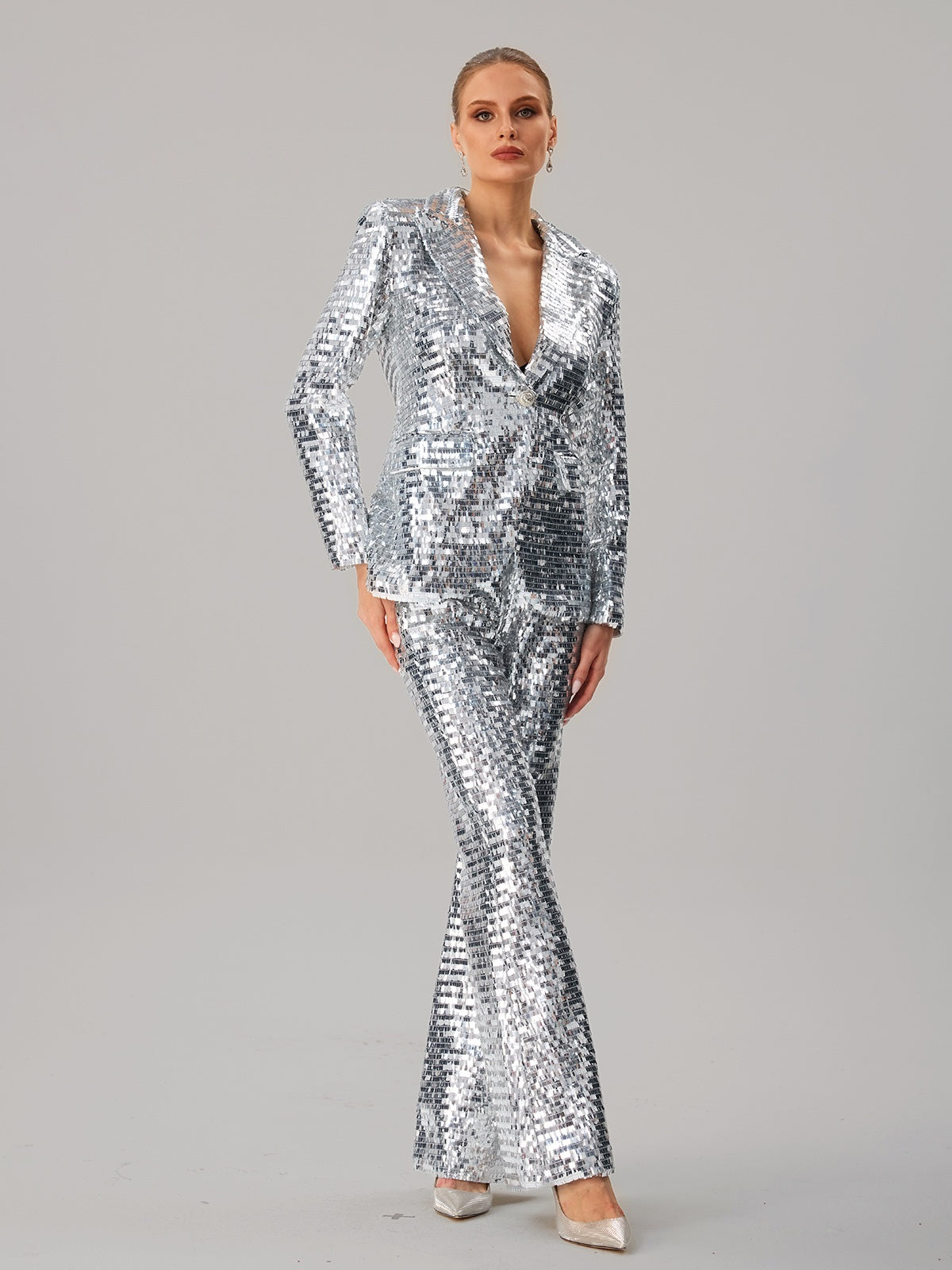Jagrata Long Sleeve Sequin Pants Set