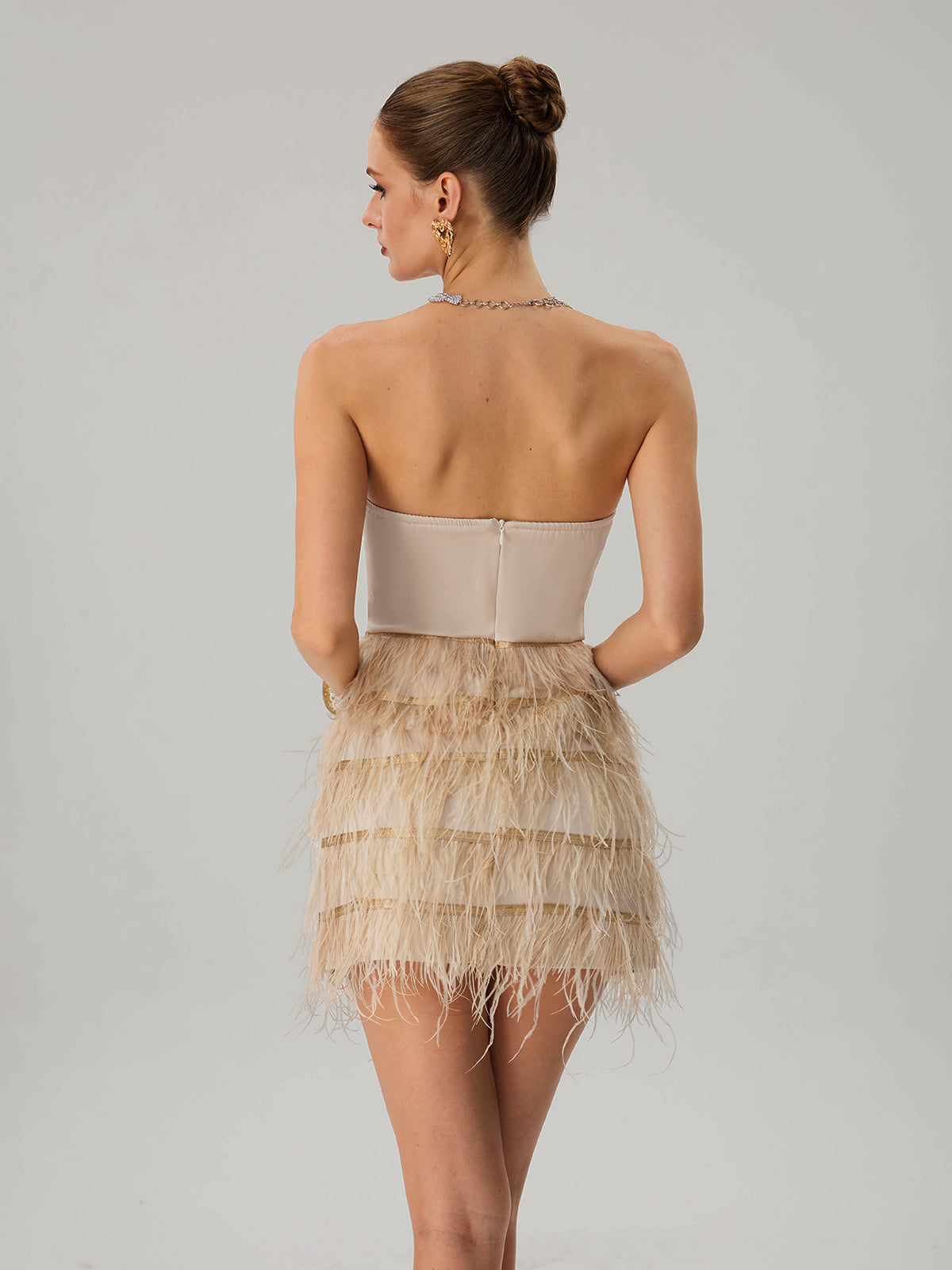 Jagtopa Strapless Fringe Rhinestone Mini Dress