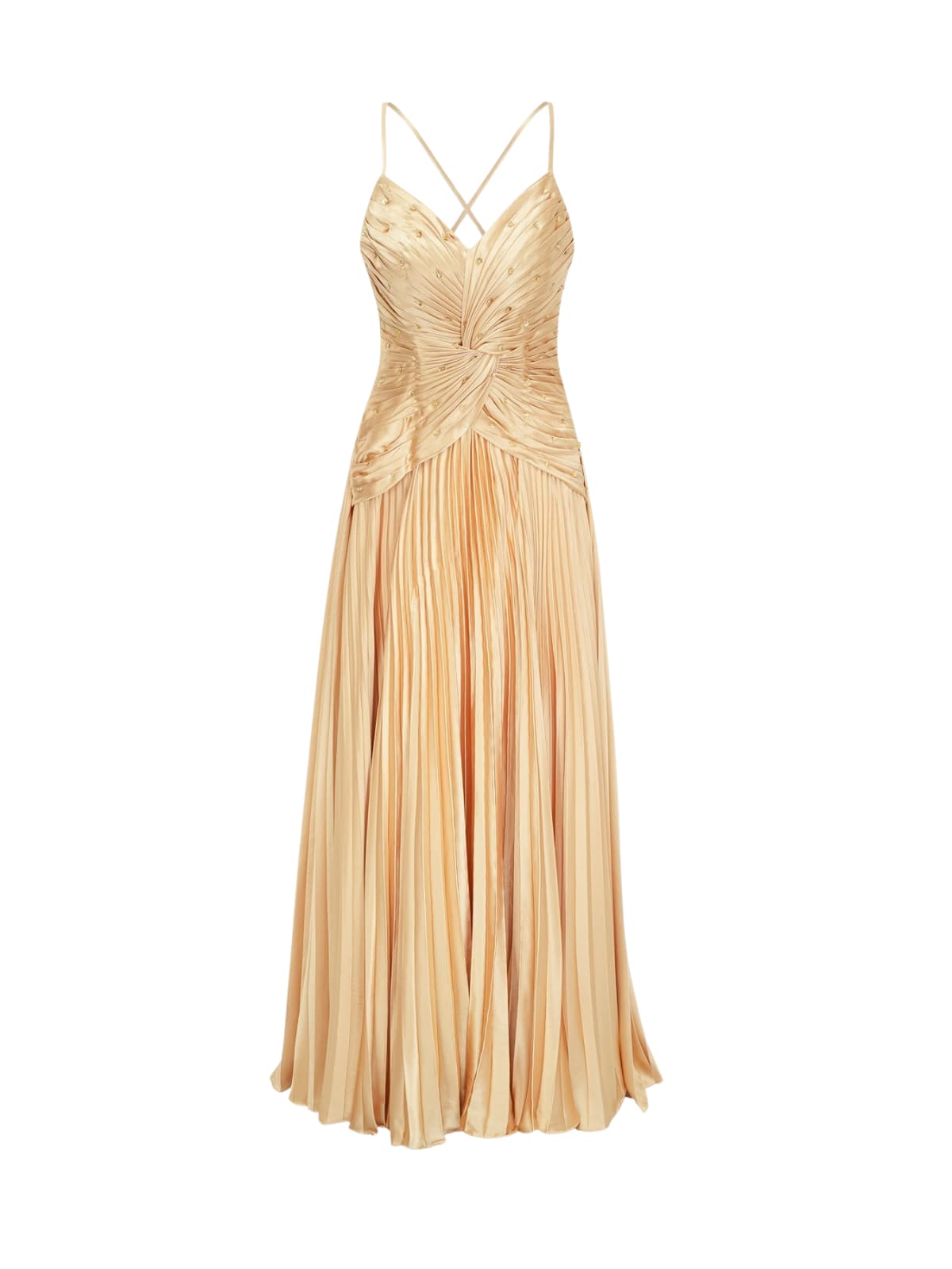 Jagtopo Spaghetti Twisted Pleated Maxi Dress