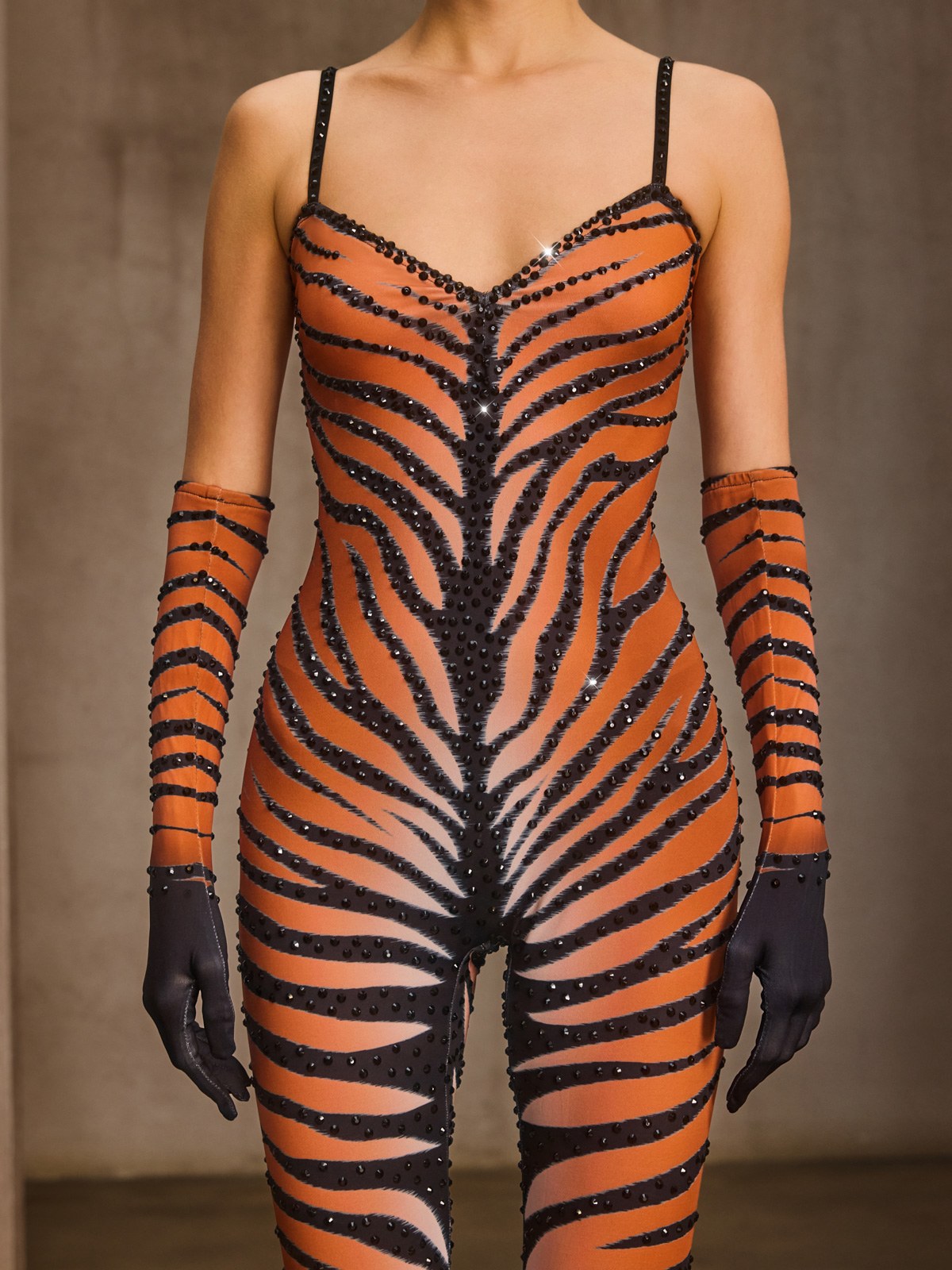 Jalythra Spaghetti Printed Rhinestone Jumpsuit