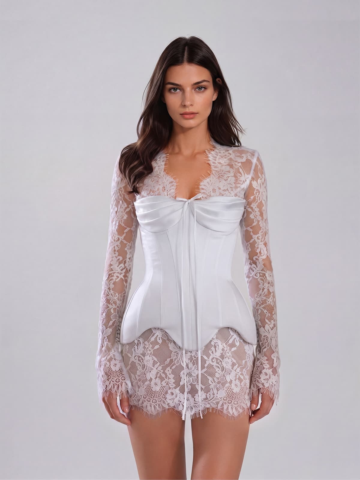 Jarethic Lace Up Lace Mini Dress
