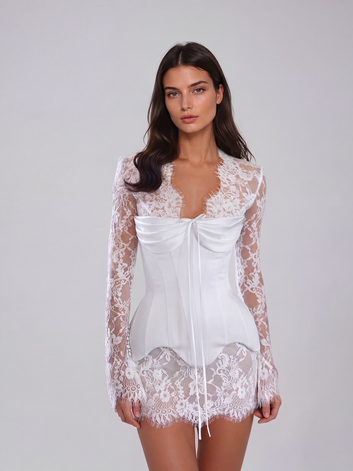 Jarethic Lace Up Lace Mini Dress