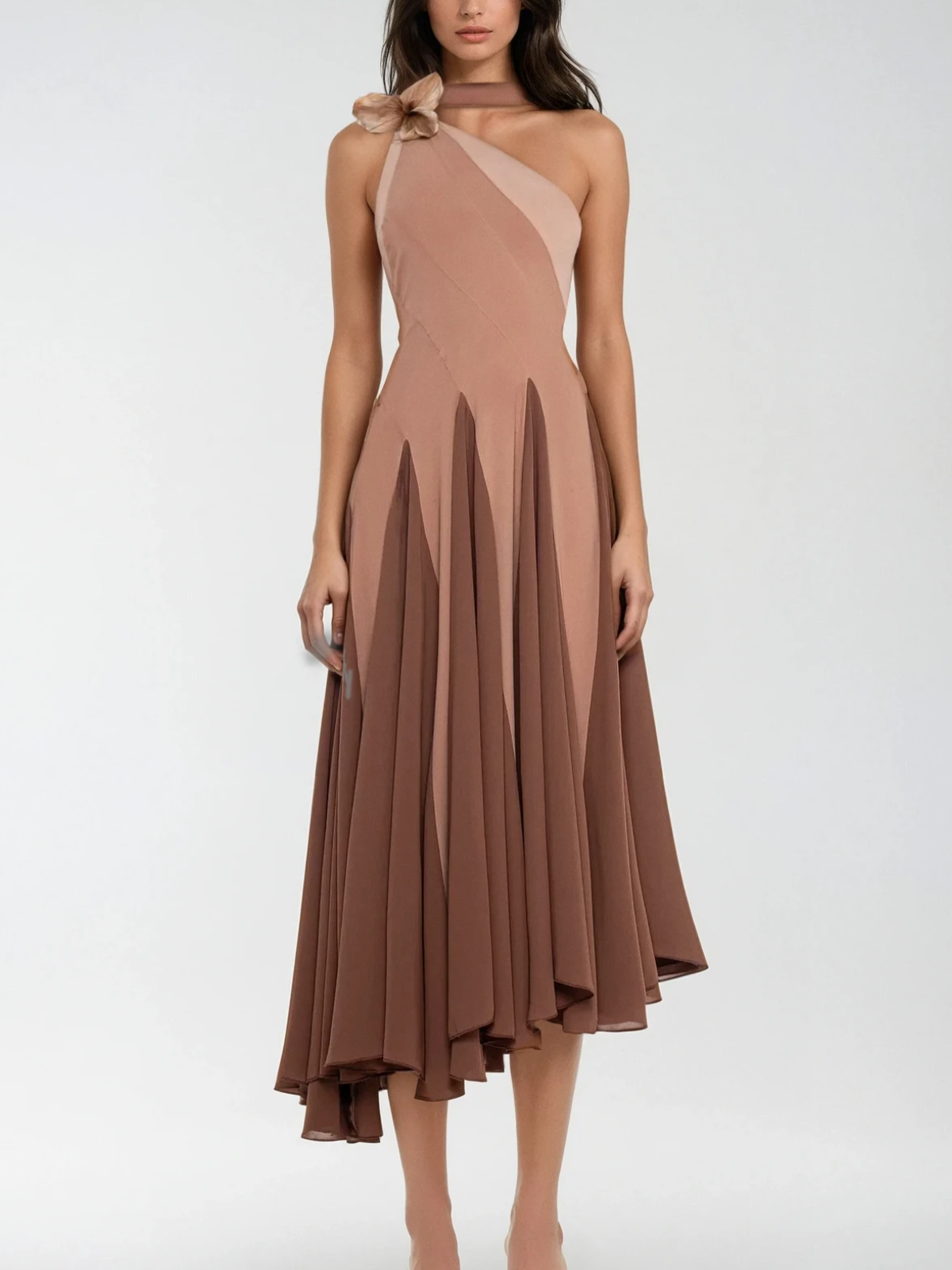 Jarom One Shoulder Scarf Midi Dress