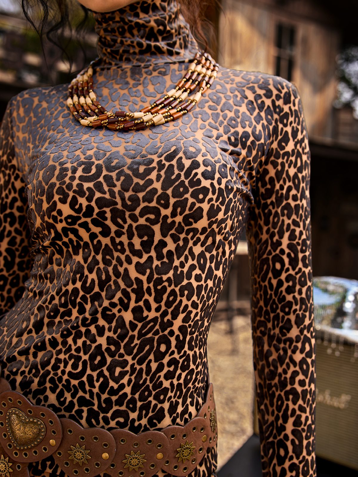 Javoryn High Neck Leopard Pants Set