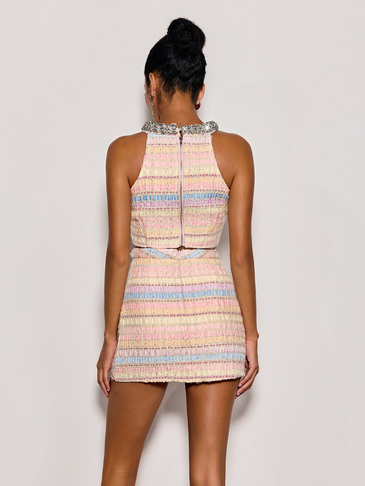 Javro Tweed Diamond Skirt Set