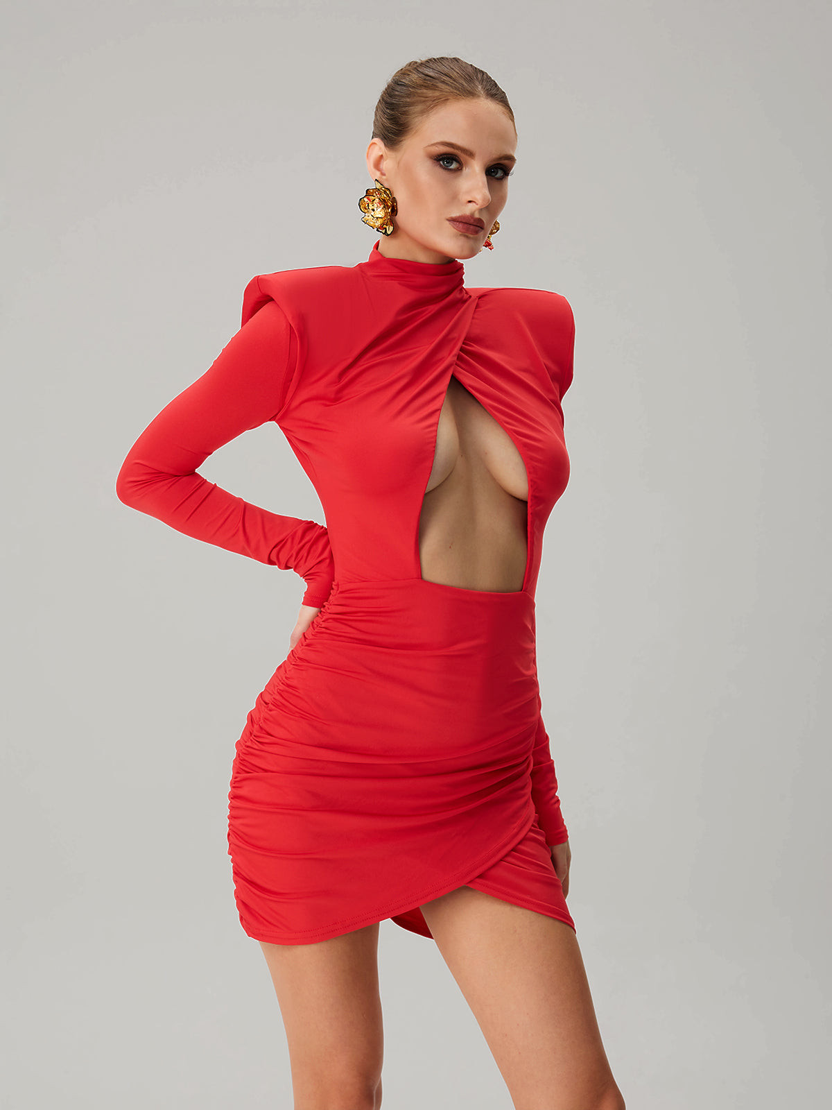Jelliton Long Sleeve Cutout Mini Dress