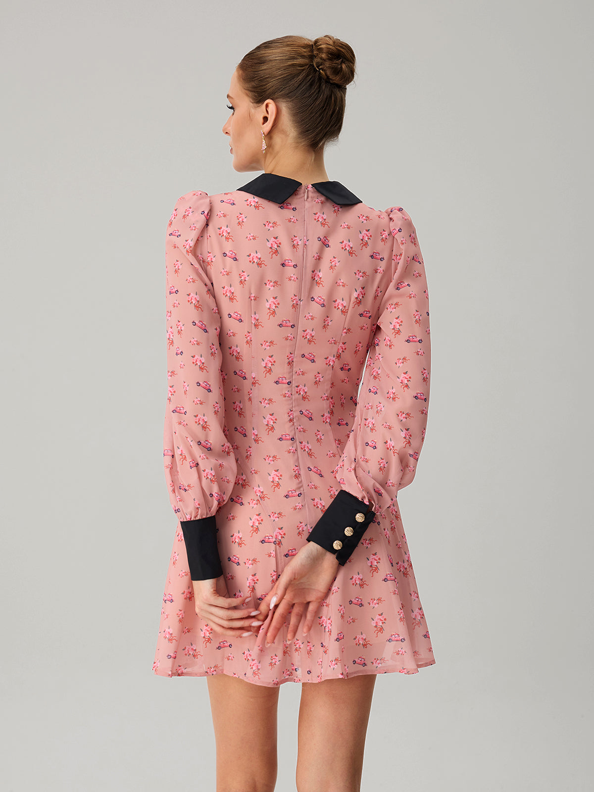 Jetquasar Folded Collar Floral Mini Dress