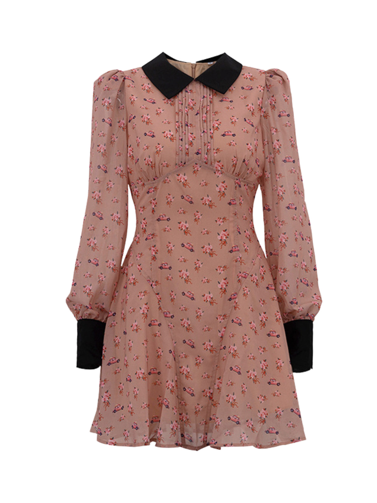 Jetquasar Folded Collar Floral Mini Dress