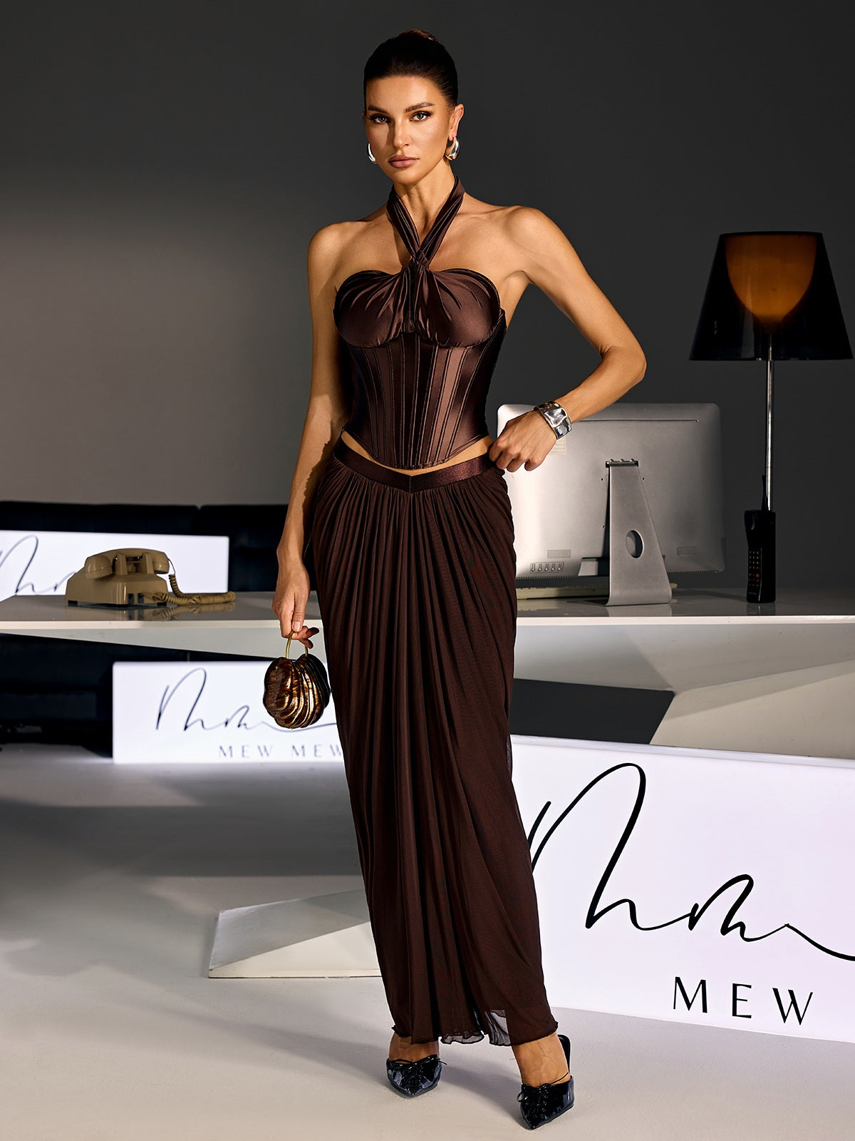 Jondral Halterneck Corset Top