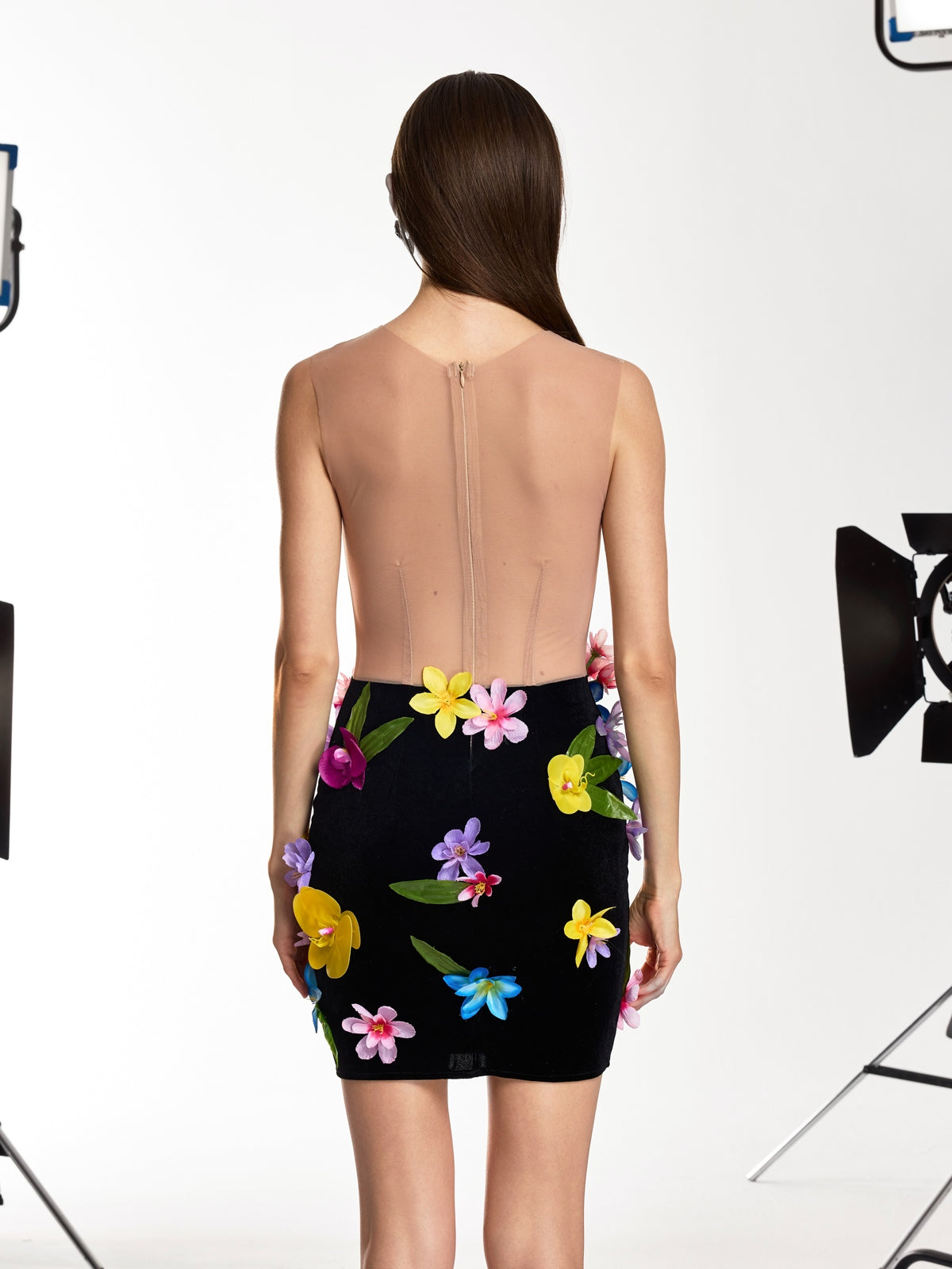 Jorven Flower Sequin Velvet Mini Dress