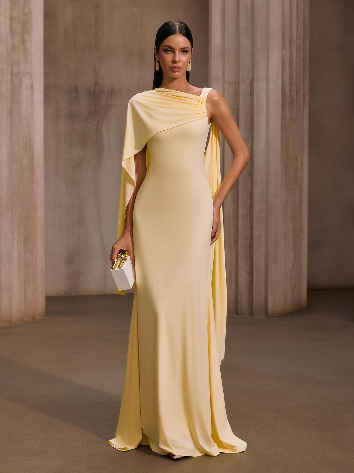 Joryxa One Shoulder Draped Maxi Dress