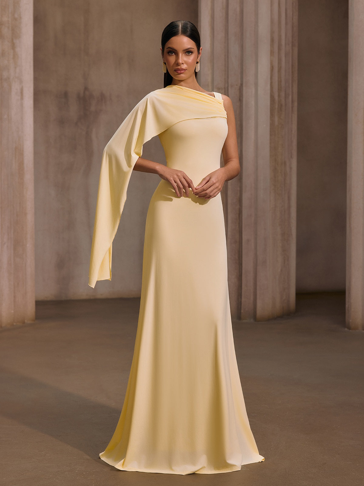 Joryxa One Shoulder Draped Maxi Dress