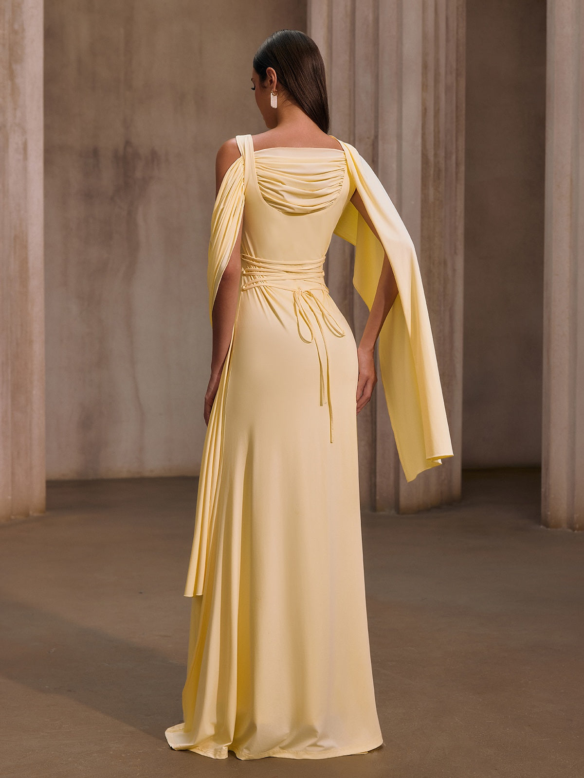 Joryxa One Shoulder Draped Maxi Dress