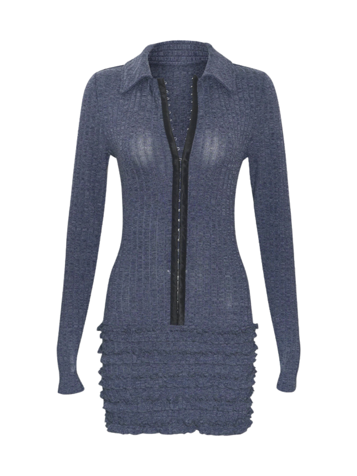 Jovistata Long Sleeve Curl Knit Mini Dress