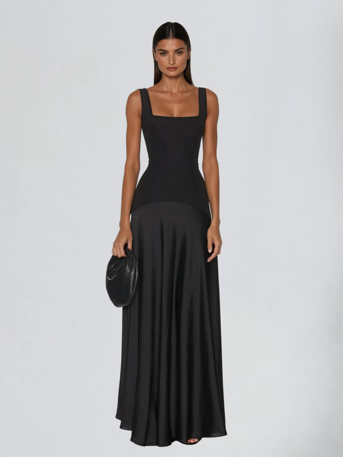 Jovyna Sleeveless Flared Maxi Dress In Black