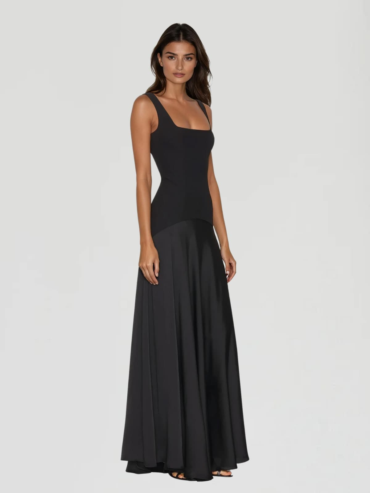 Jovyna Sleeveless Flared Maxi Dress In Black