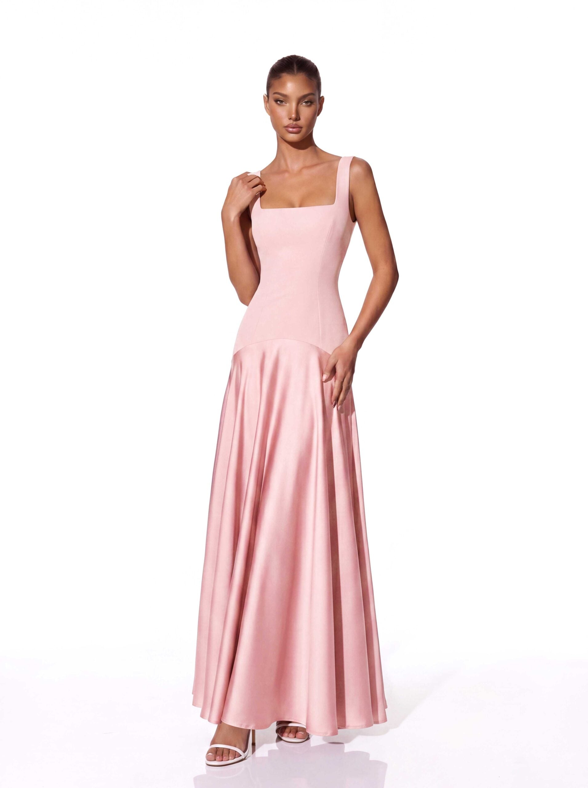 Jovyna Sleeveless Flared Maxi Dress In Blush