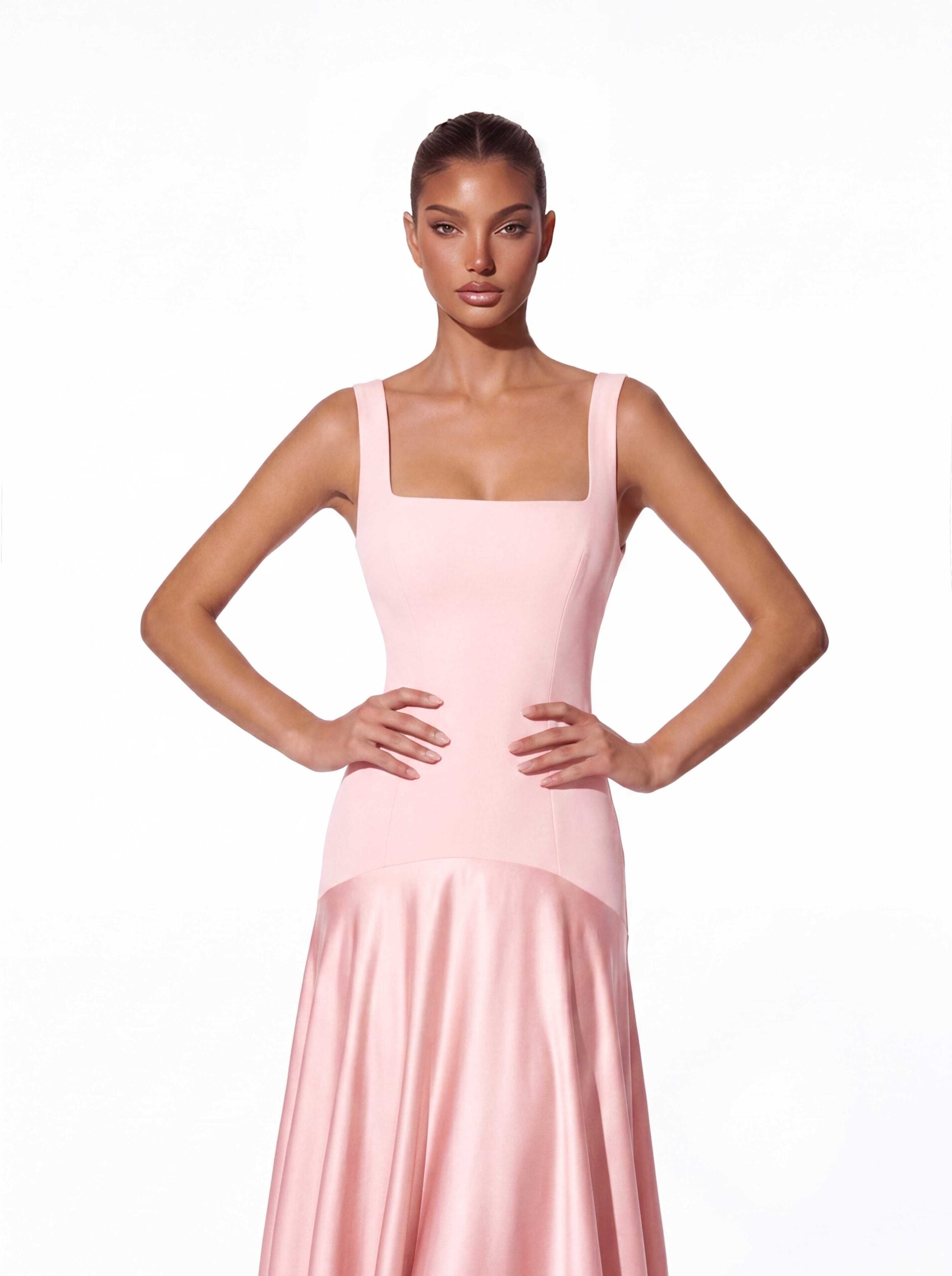 Jovyna Sleeveless Flared Maxi Dress In Blush