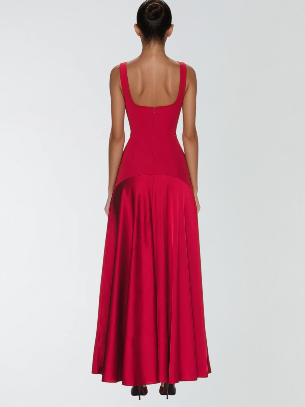 Jovyna  Sleeveless Flared Maxi Dress In Red