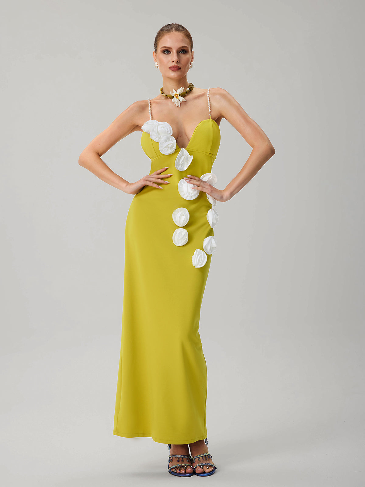 Junctiona Spaghetti Flower Maxi Dress