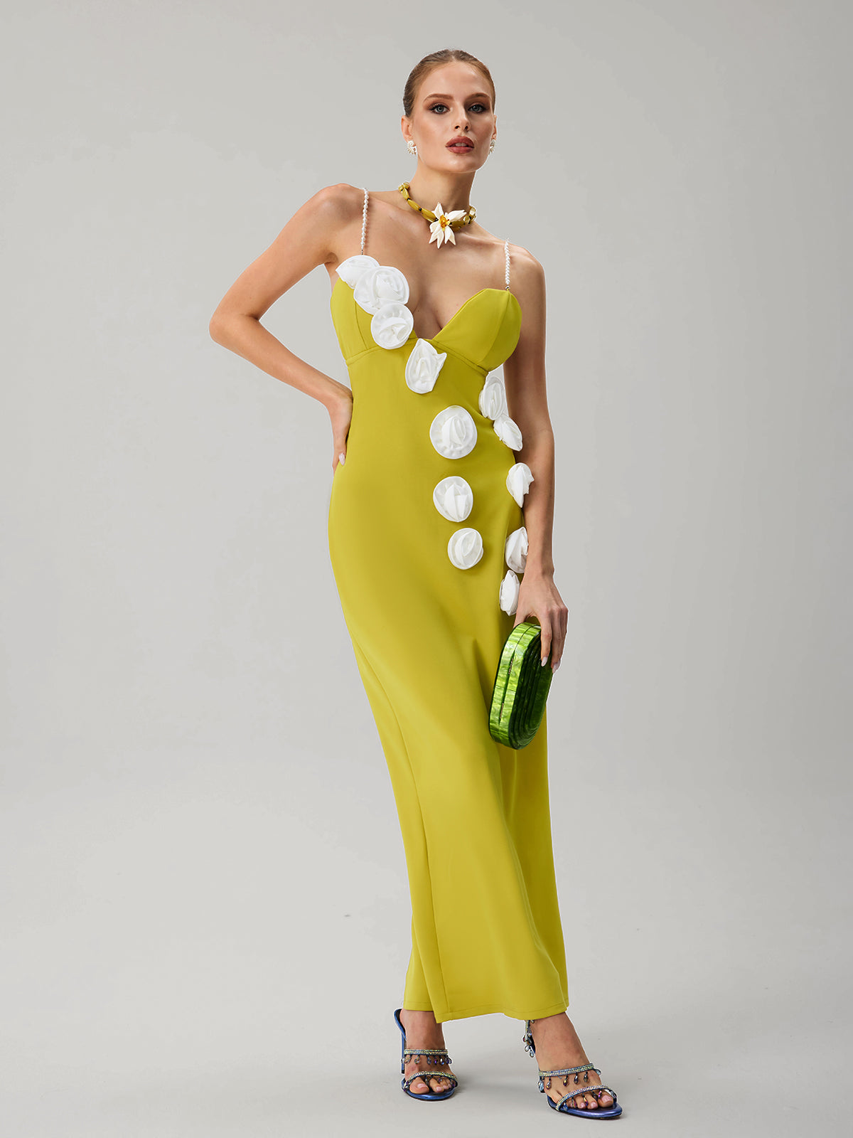 Junctiona Spaghetti Flower Maxi Dress